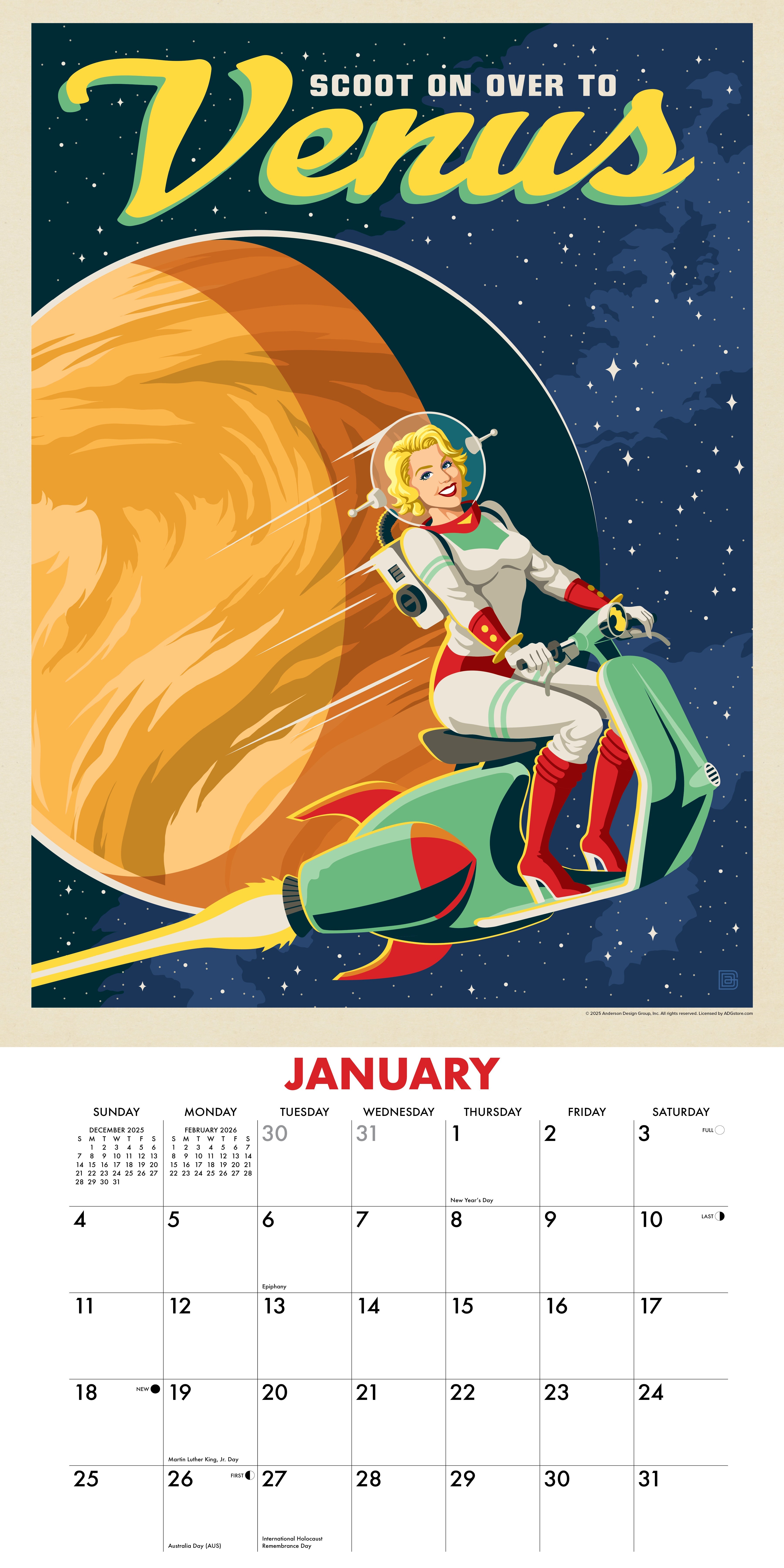 2026 Space Travel - Square Wall Calendar