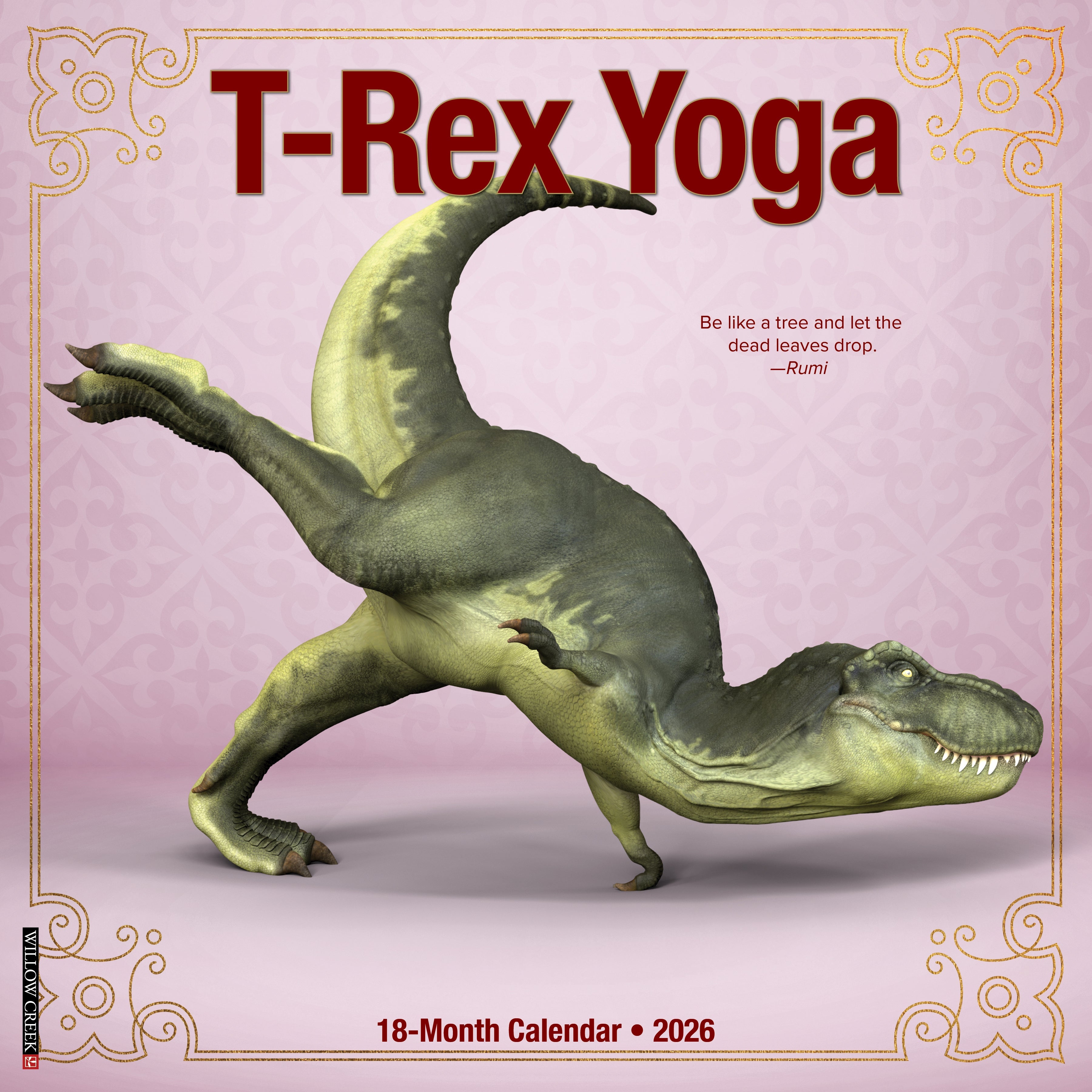 2026 T-Rex Yoga - Square Wall Calendar