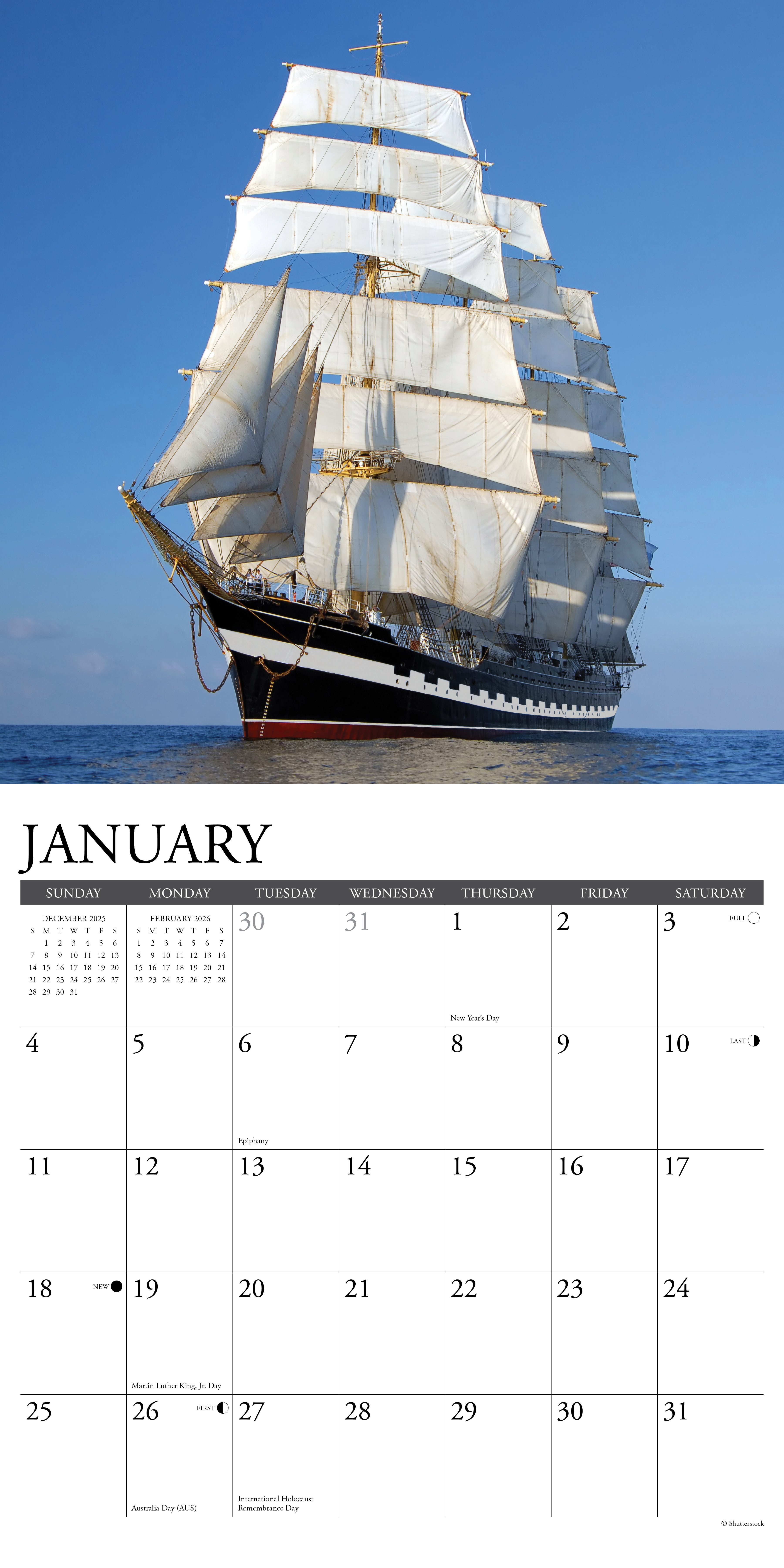 2026 Tall Ships - Square Wall Calendar