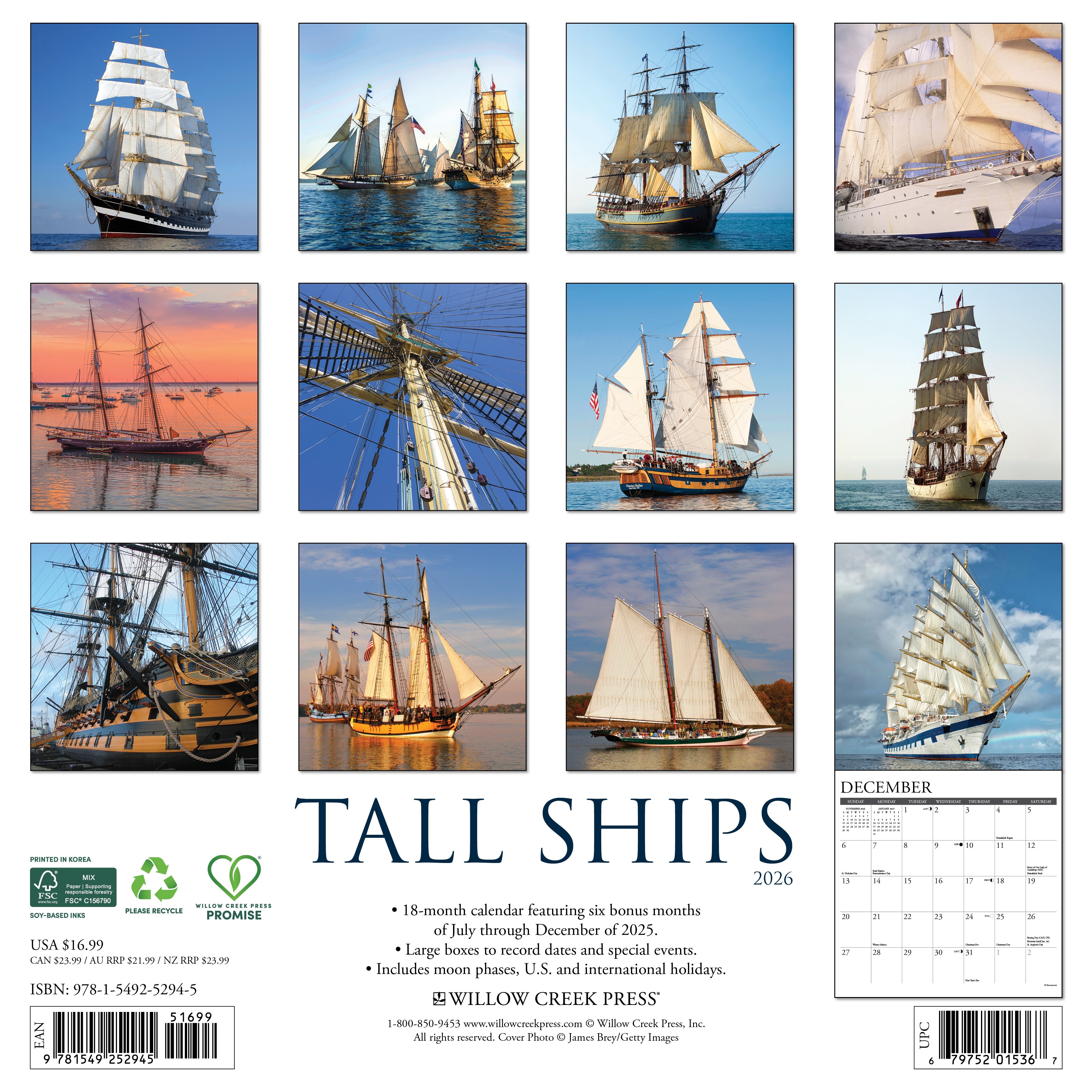 2026 Tall Ships - Square Wall Calendar