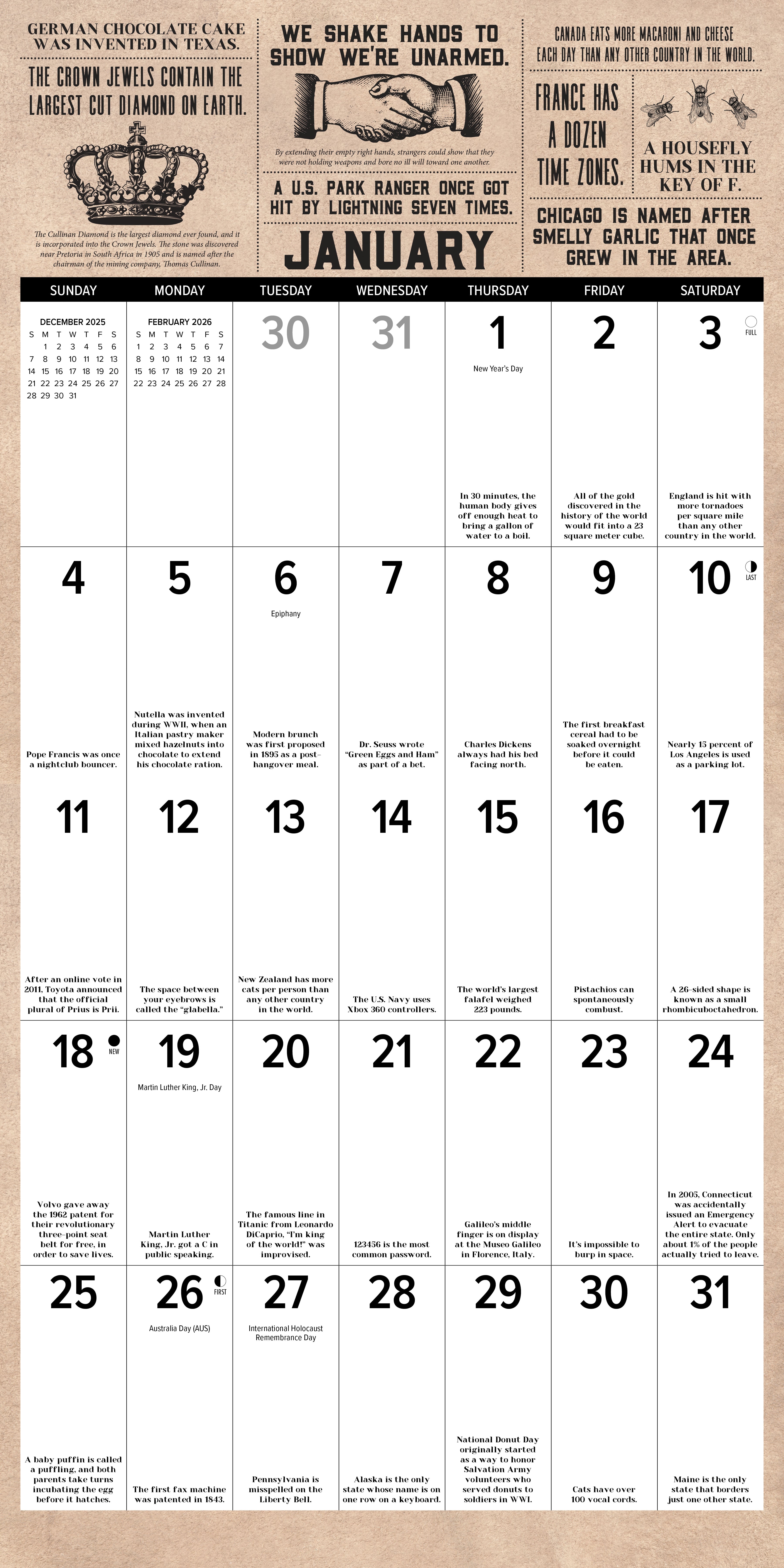 2026 Today I Learned - Square Wall Calendar