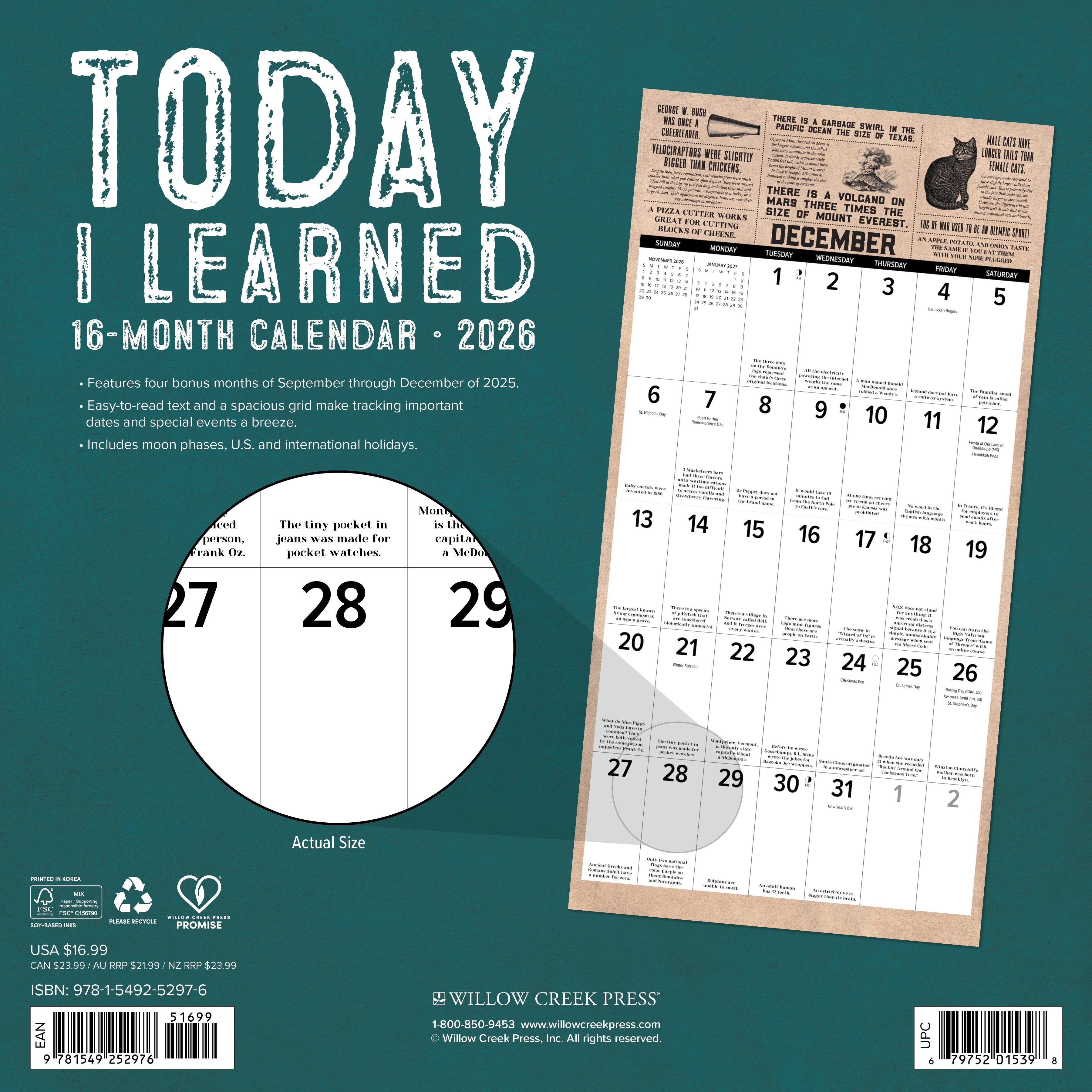 2026 Today I Learned - Square Wall Calendar