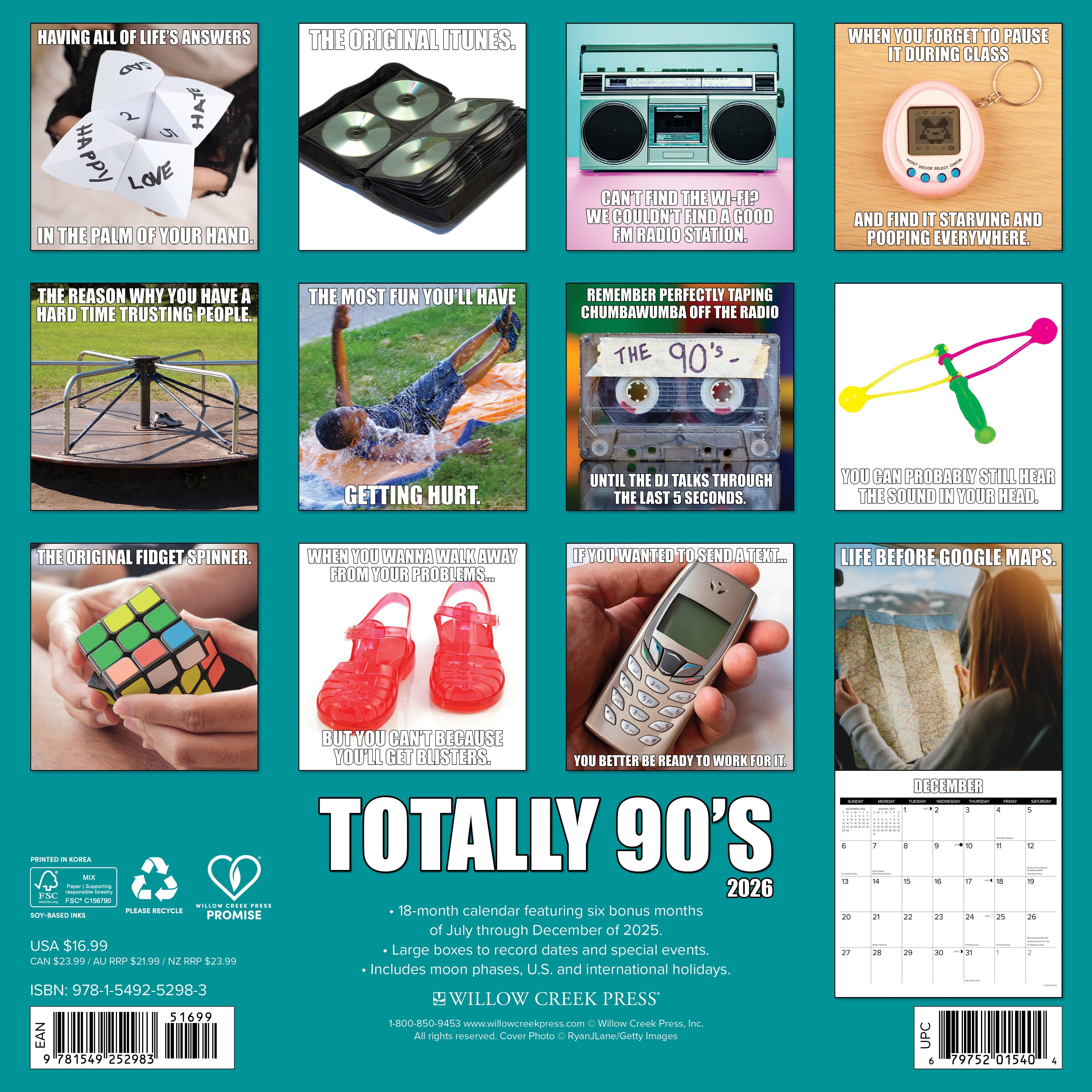 2026 Totally 90s - Square Wall Calendar