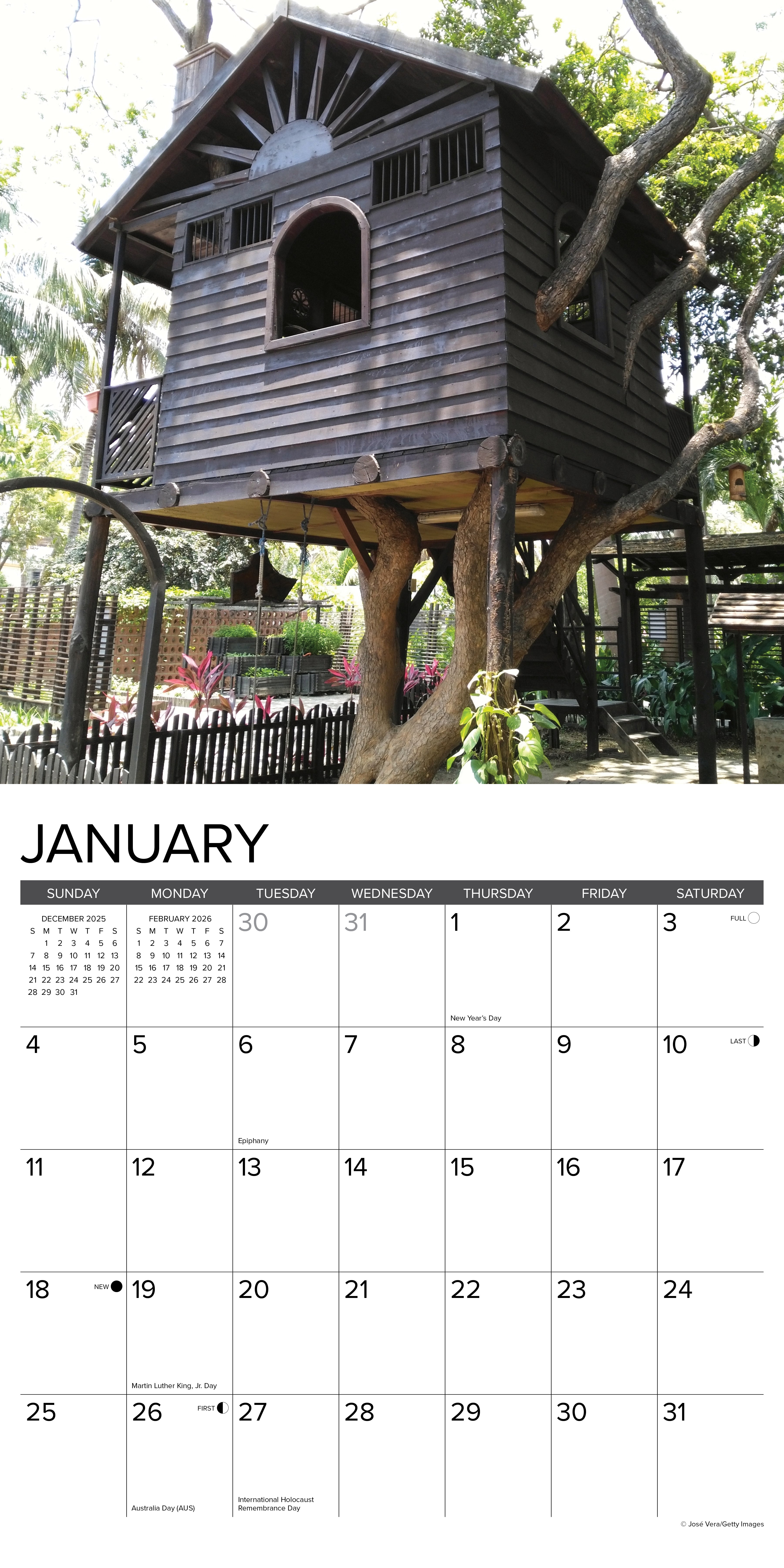 2026 Treehouses - Square Wall Calendar