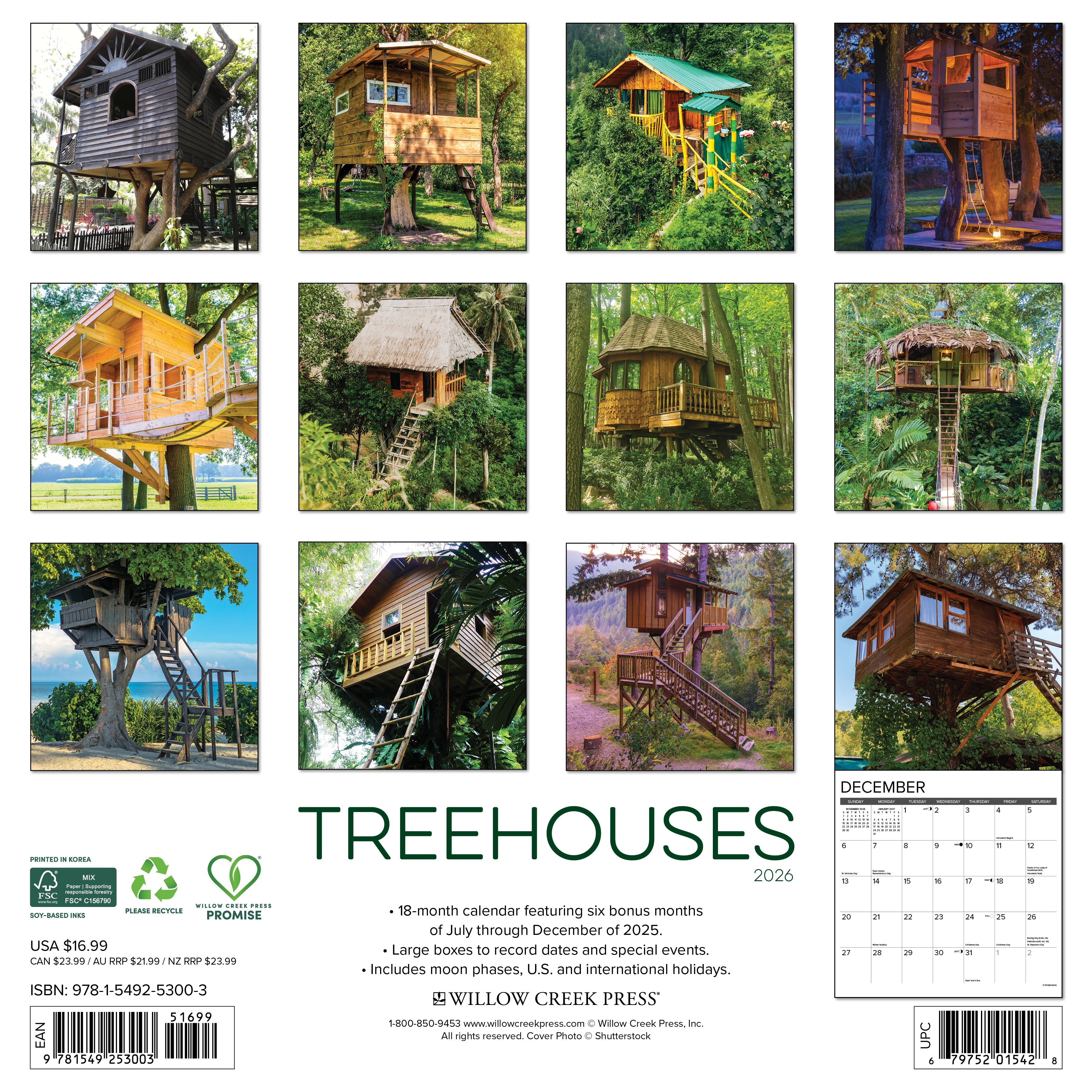 2026 Treehouses - Square Wall Calendar