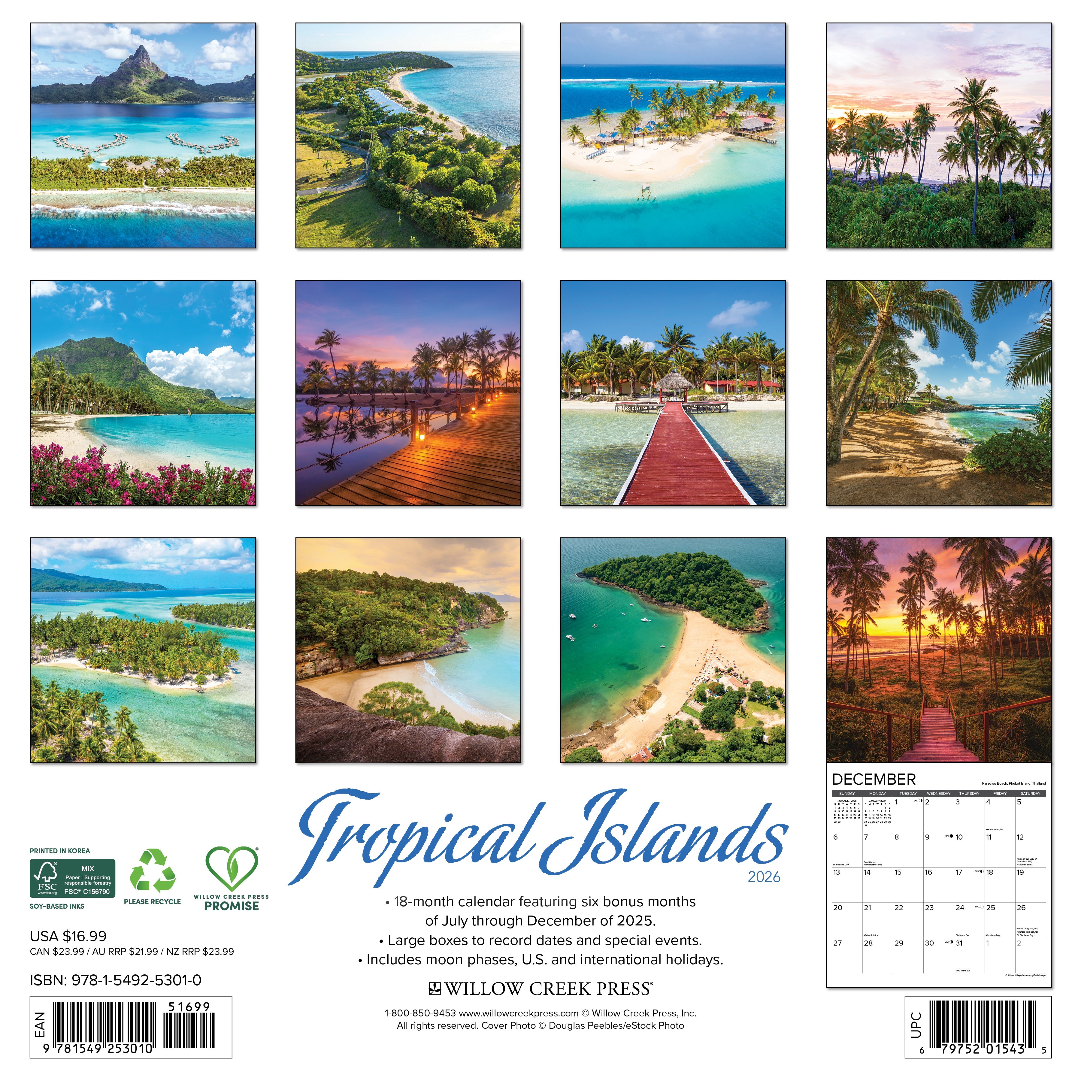 2026 Tropical Islands - Square Wall Calendar