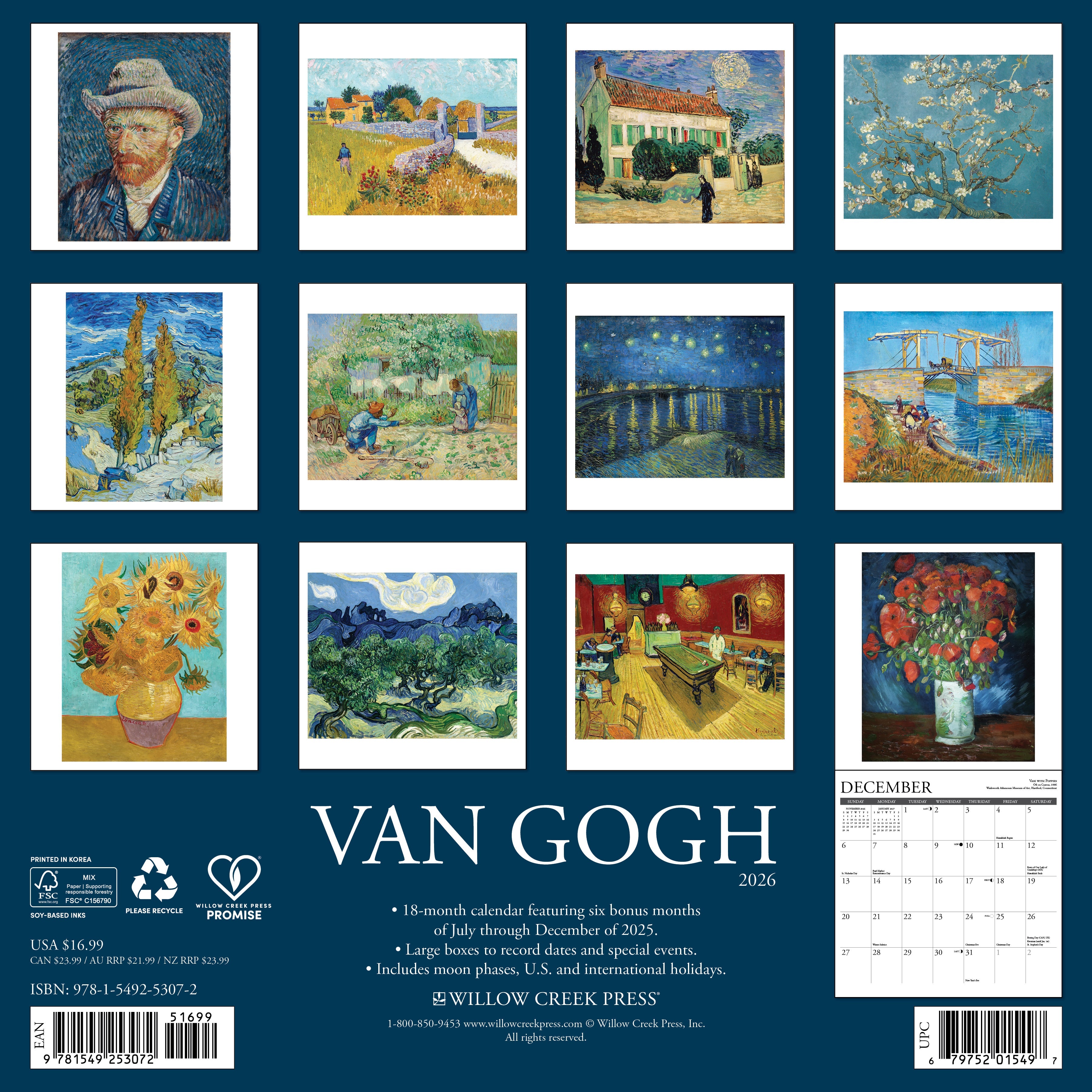 2026 Van Gogh - Square Wall Calendar