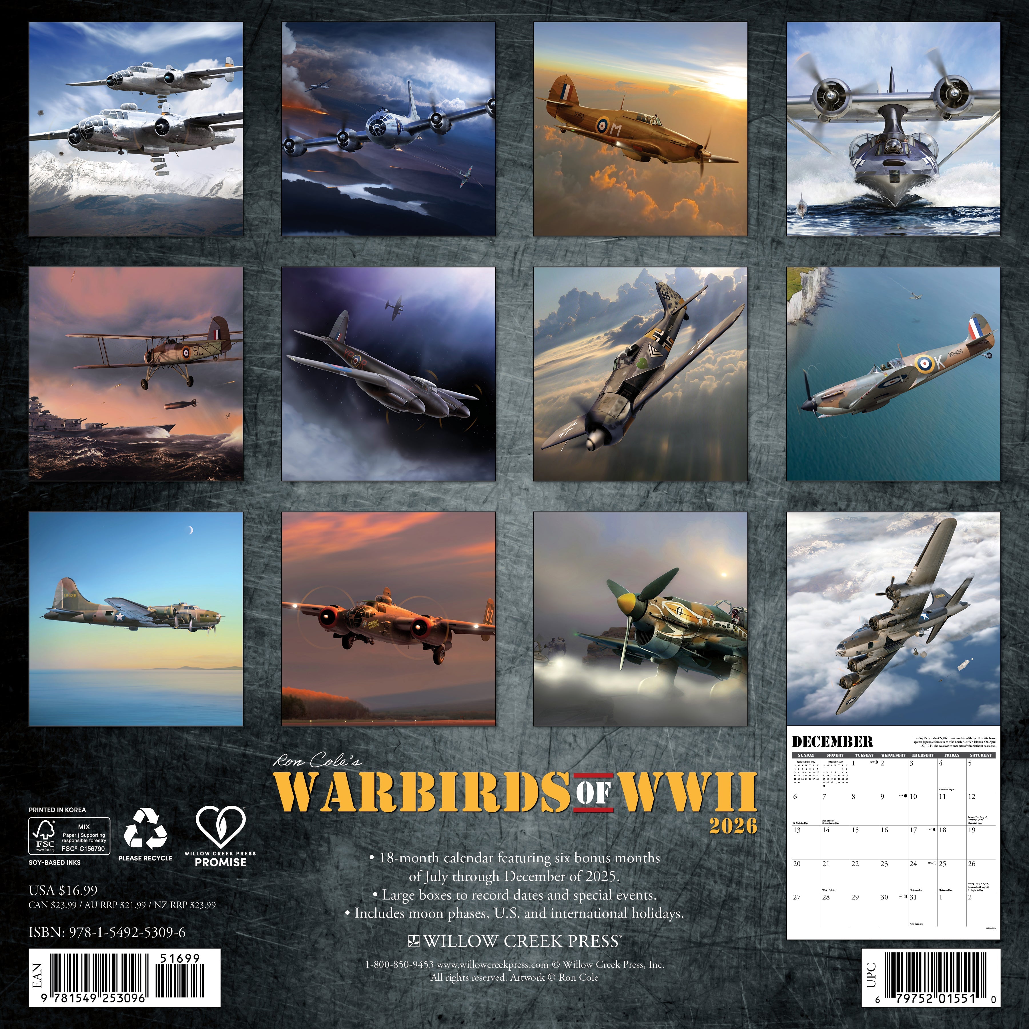 2026 Warbirds of WWII - Square Wall Calendar