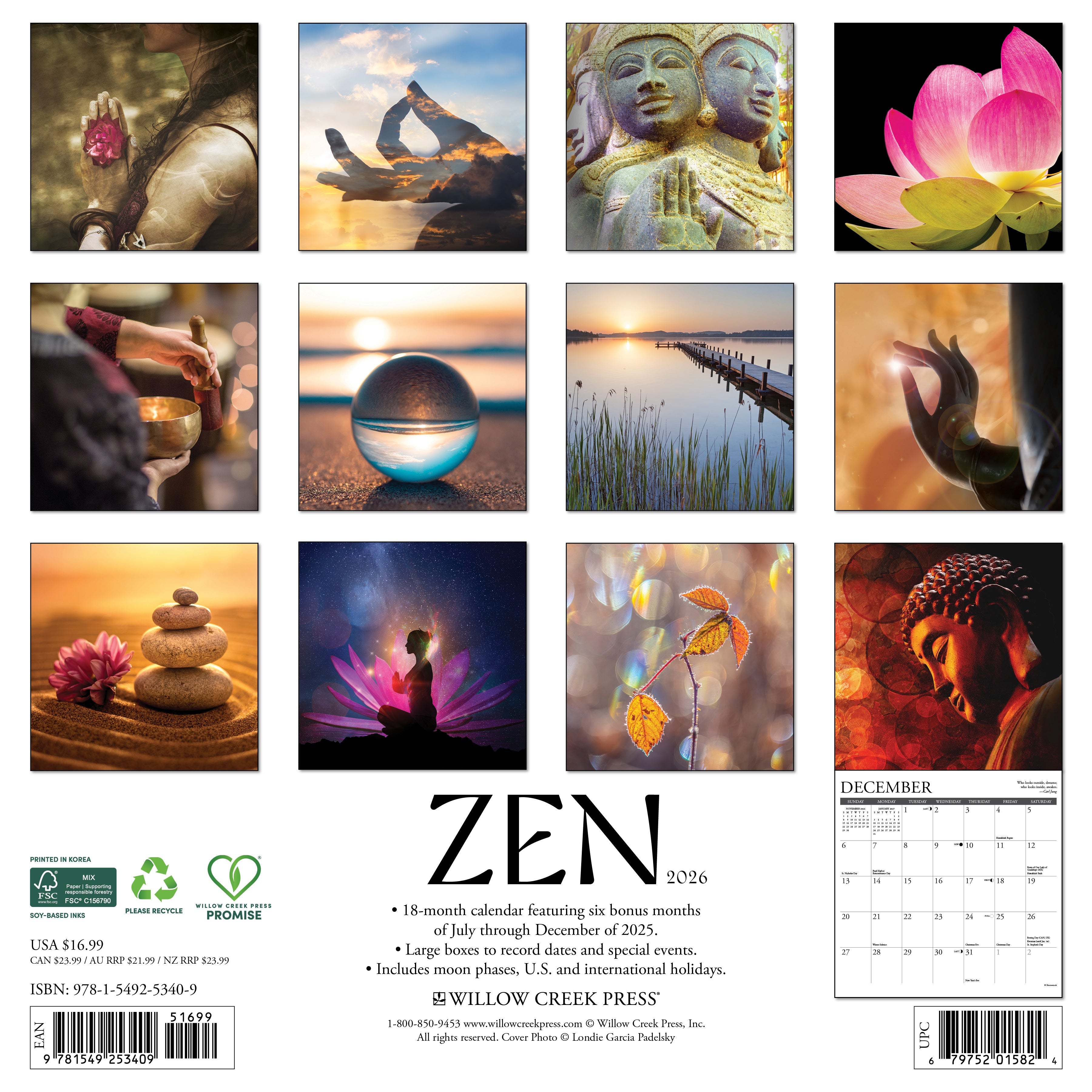 2026 Zen - Square Wall Calendar