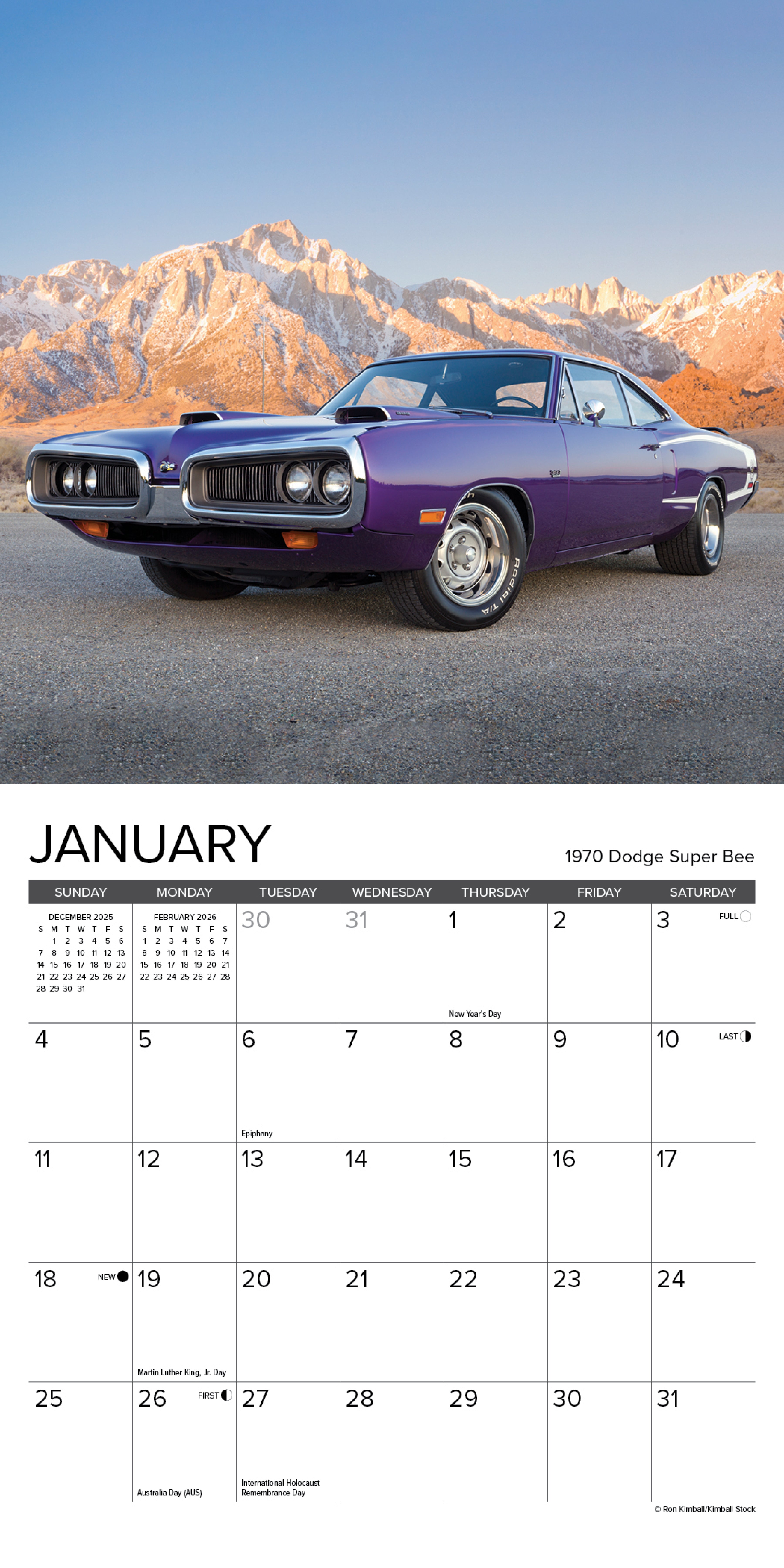 2026 American Muscle Cars - Mini Wall Calendar