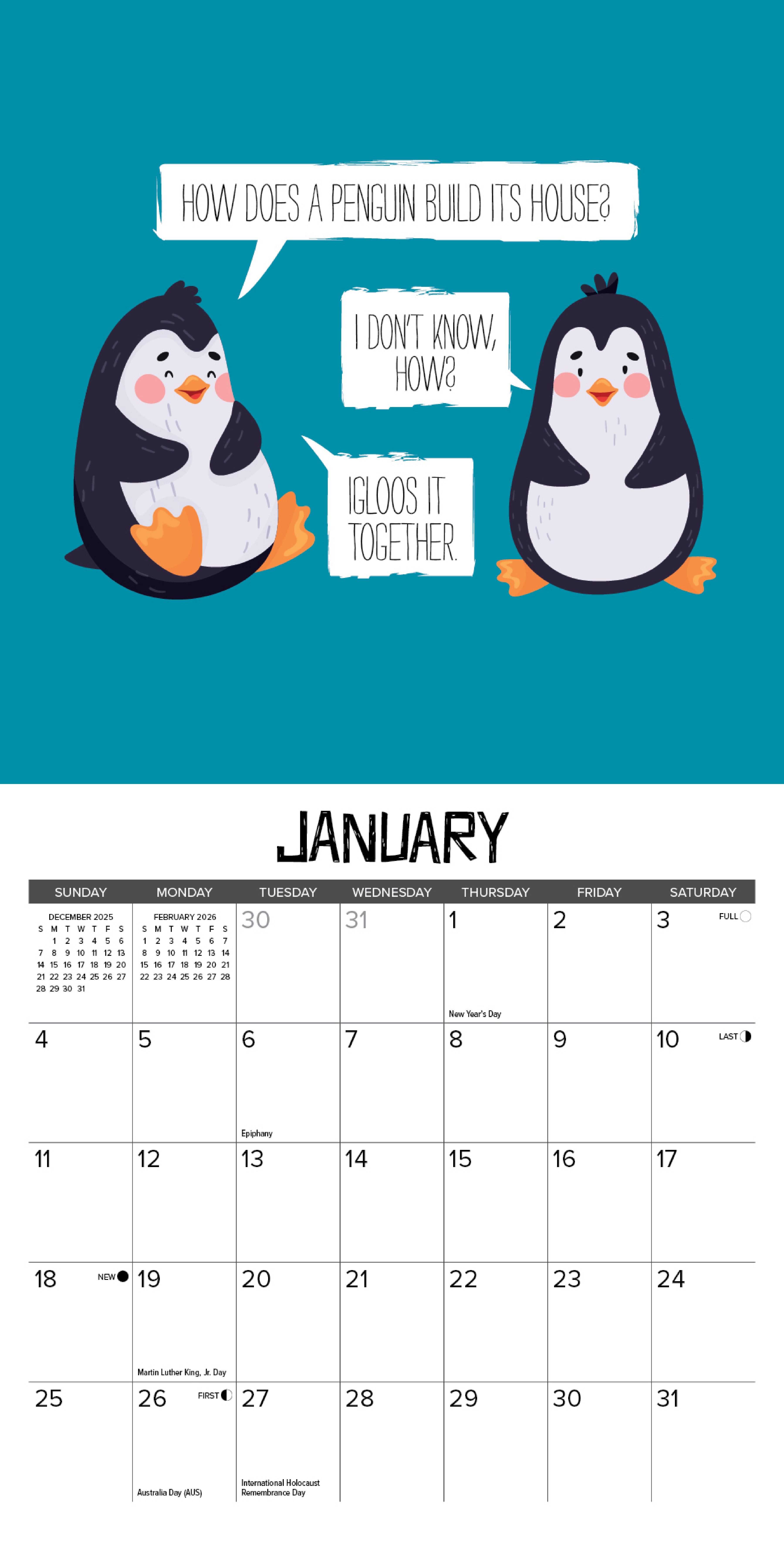 2026 Bad Dad Jokes - Mini Wall Calendar