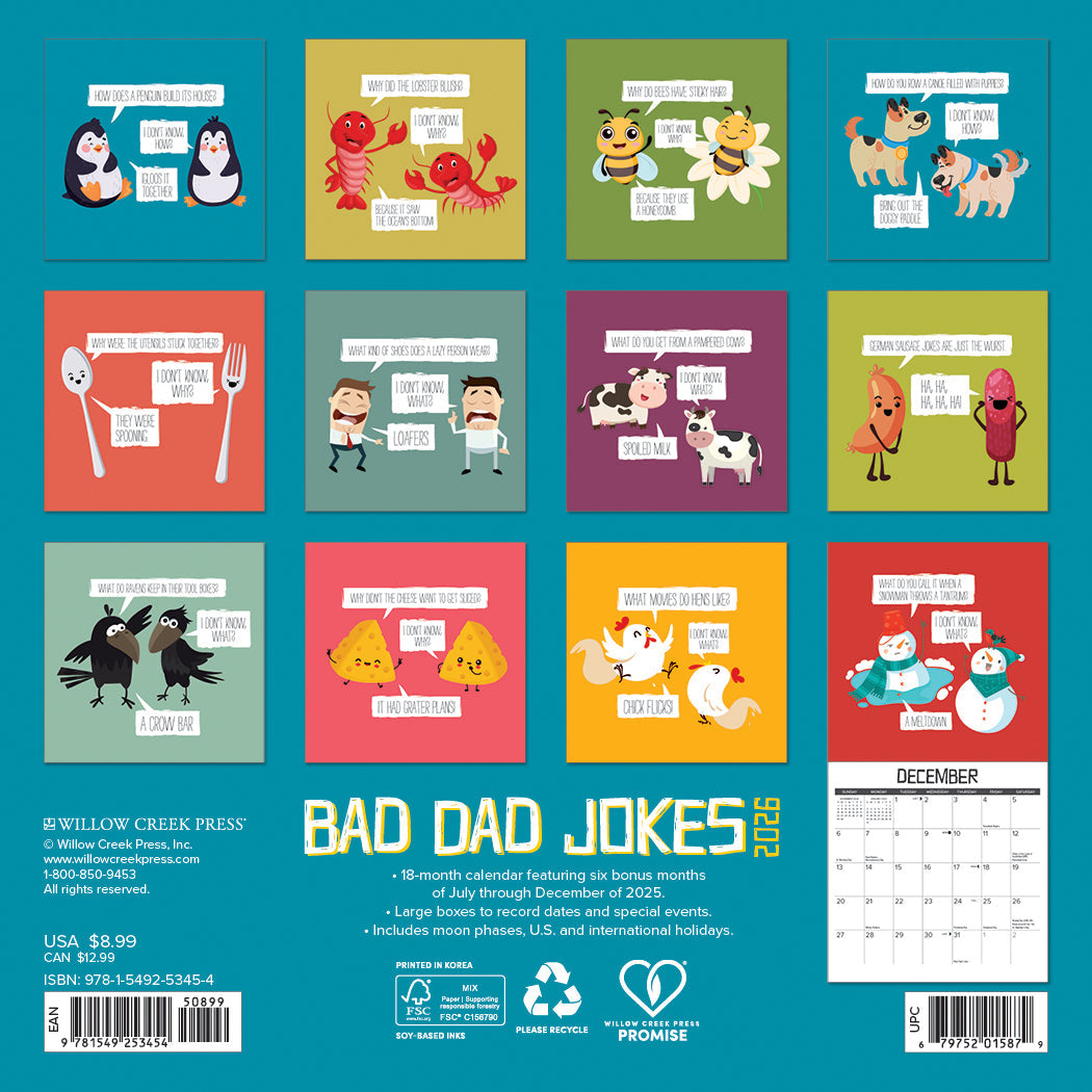 2026 Bad Dad Jokes - Mini Wall Calendar