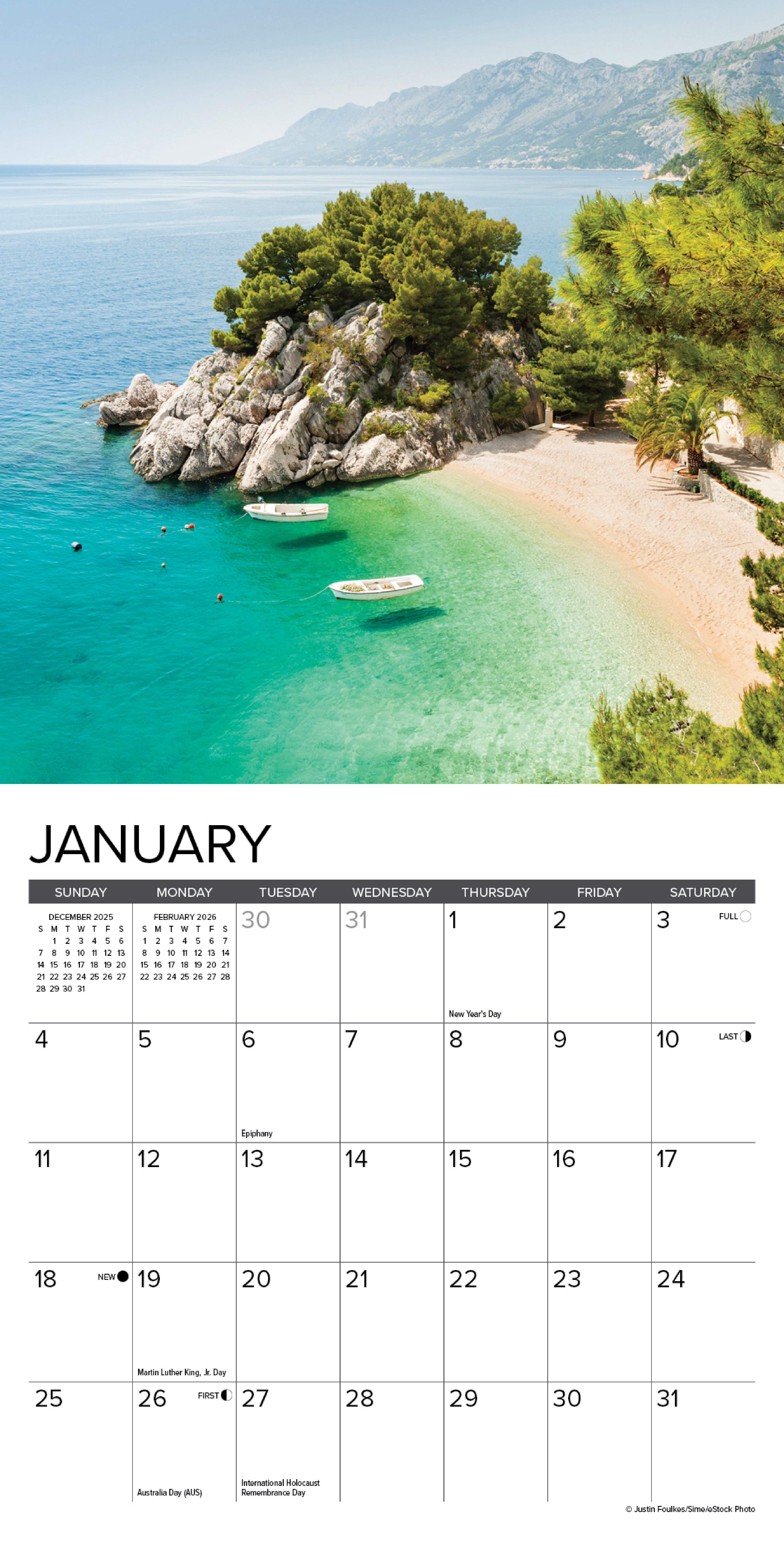 2026 Beaches - Mini Wall Calendar