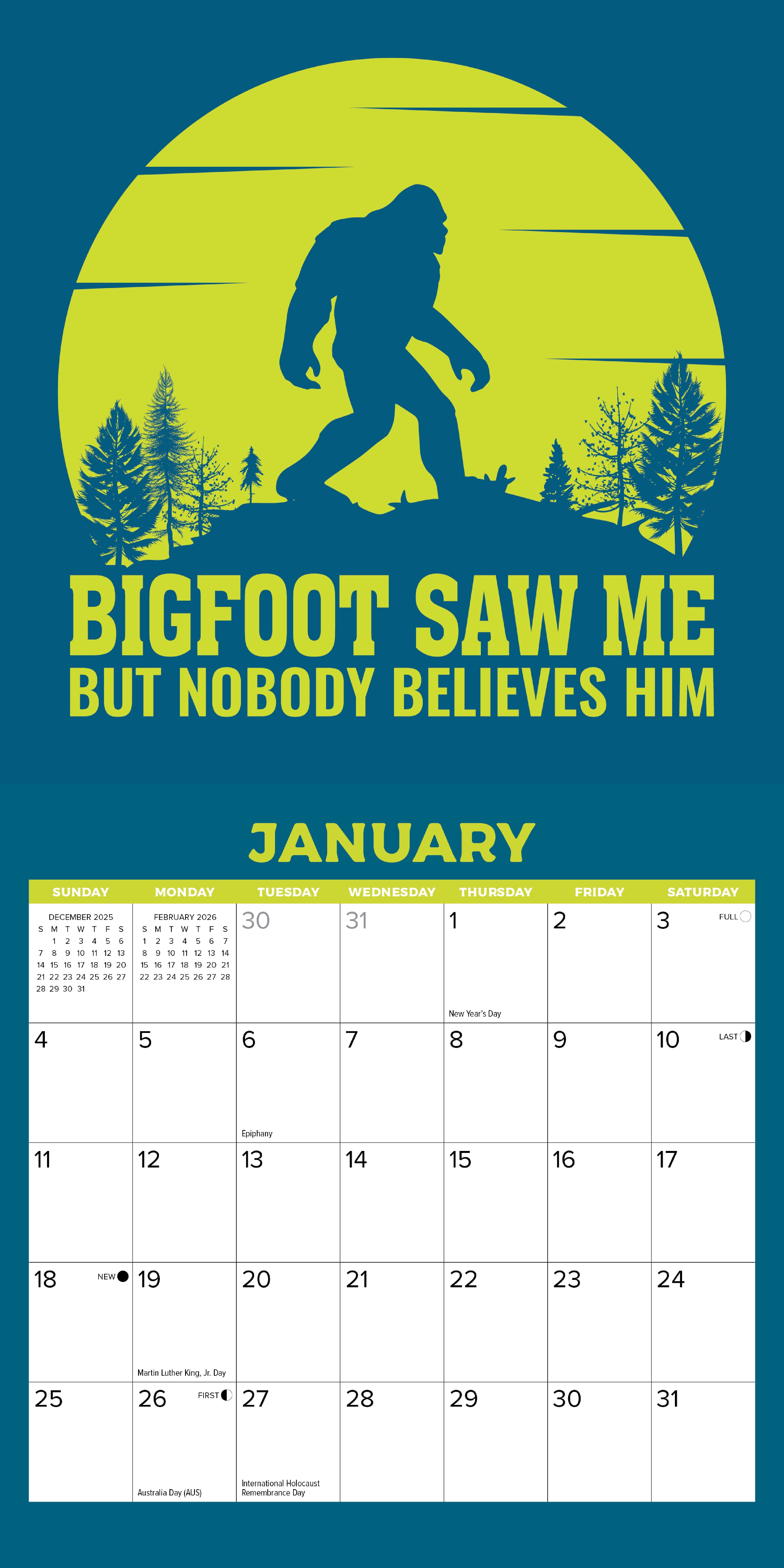 2026 Bigfoot - Mini Wall Calendar