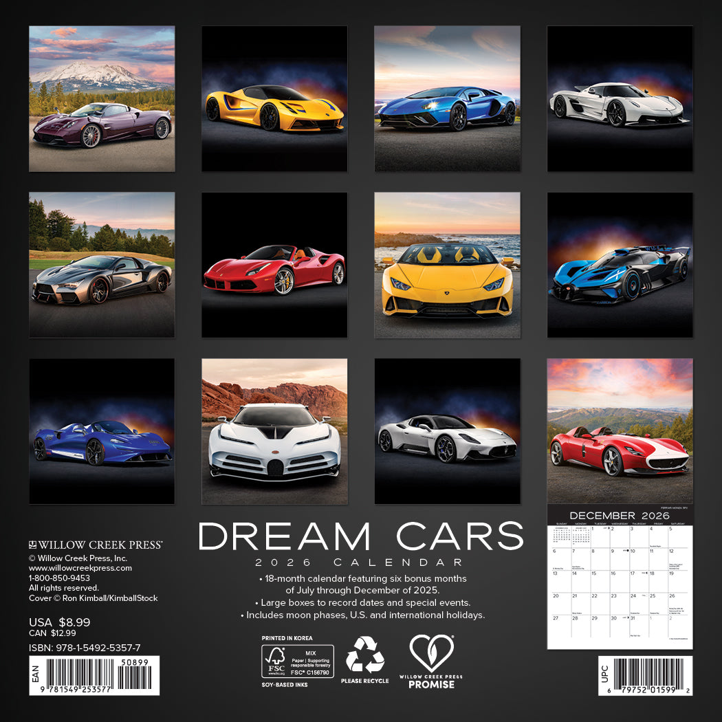 2026 Dream Cars - Mini Wall Calendar