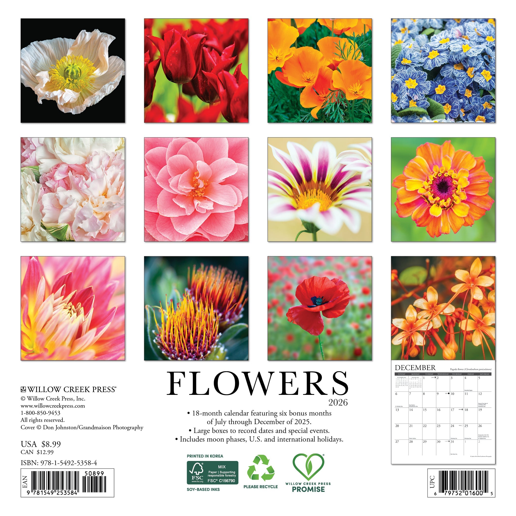 2026 Flowers - Mini Wall Calendar