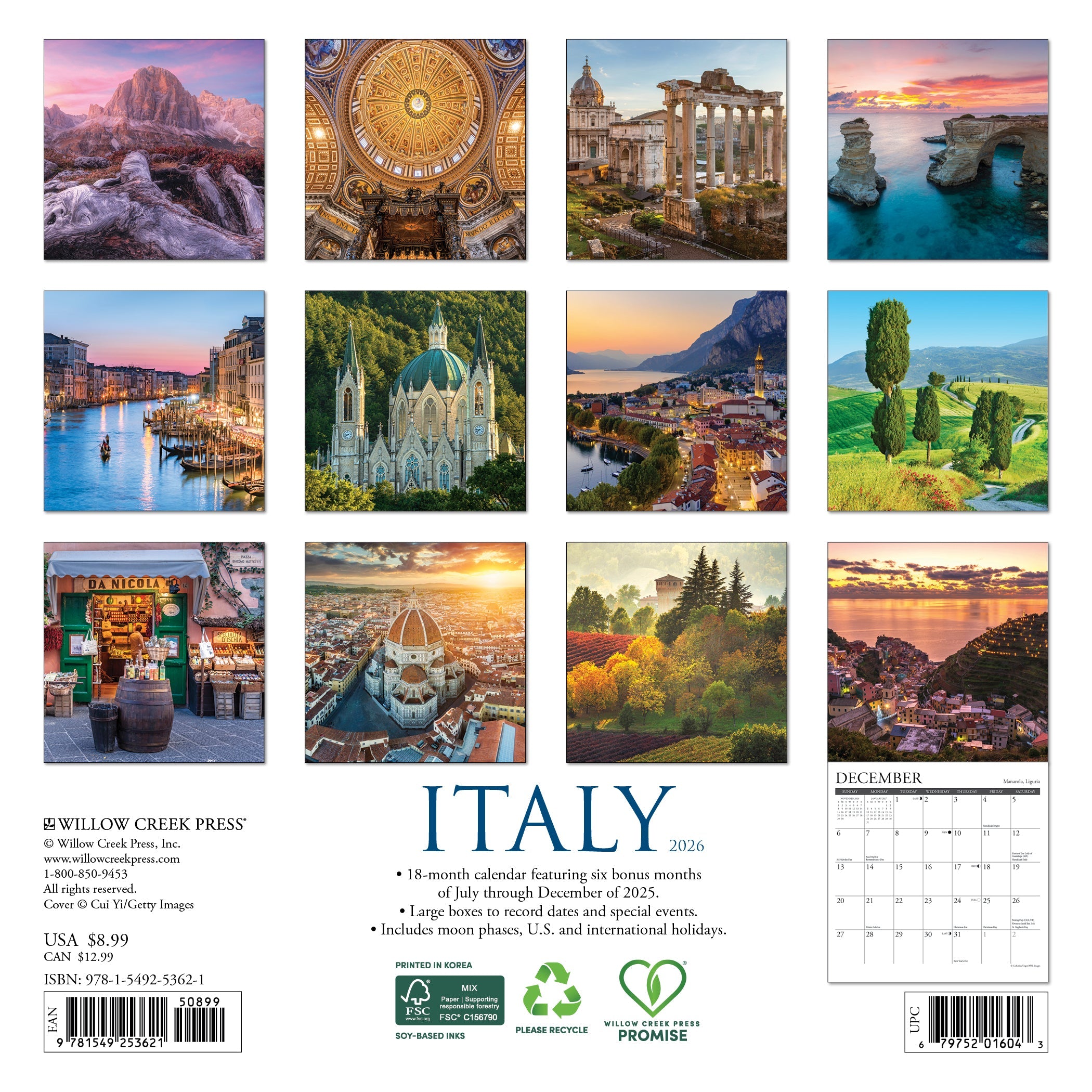 2026 Italy - Mini Wall Calendar