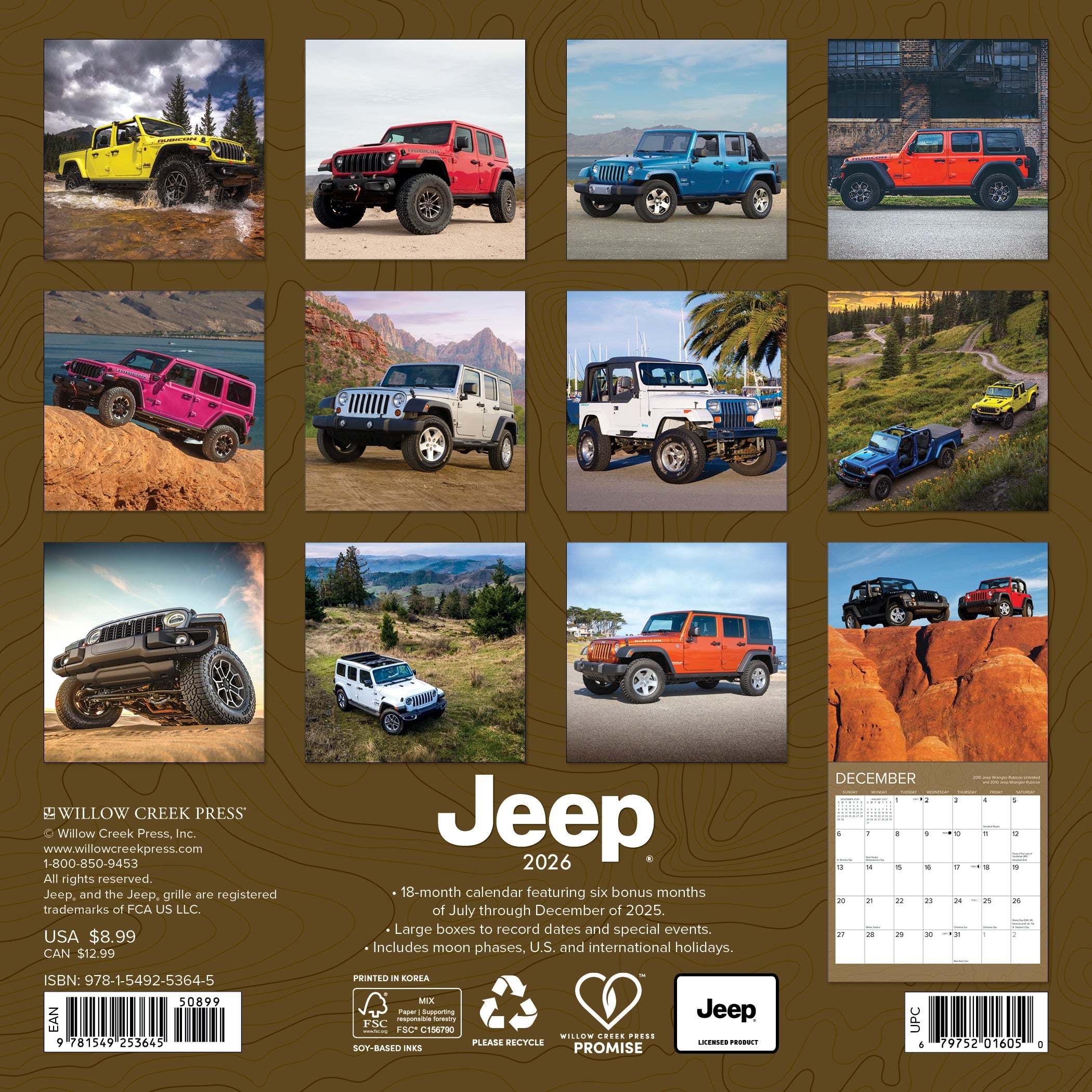2026 Jeep - Mini Wall Calendar