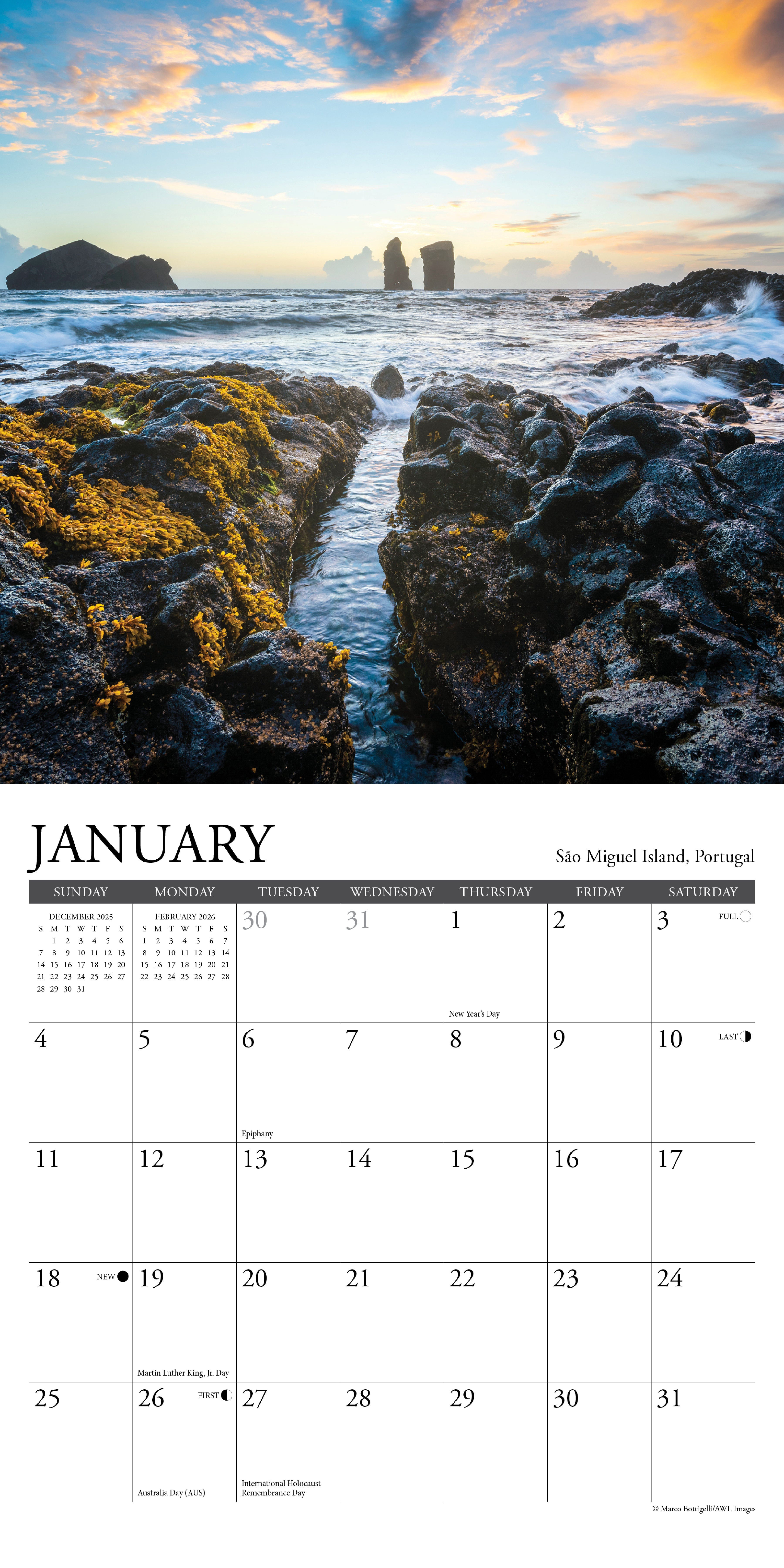 2026 Ocean View - Mini Wall Calendar