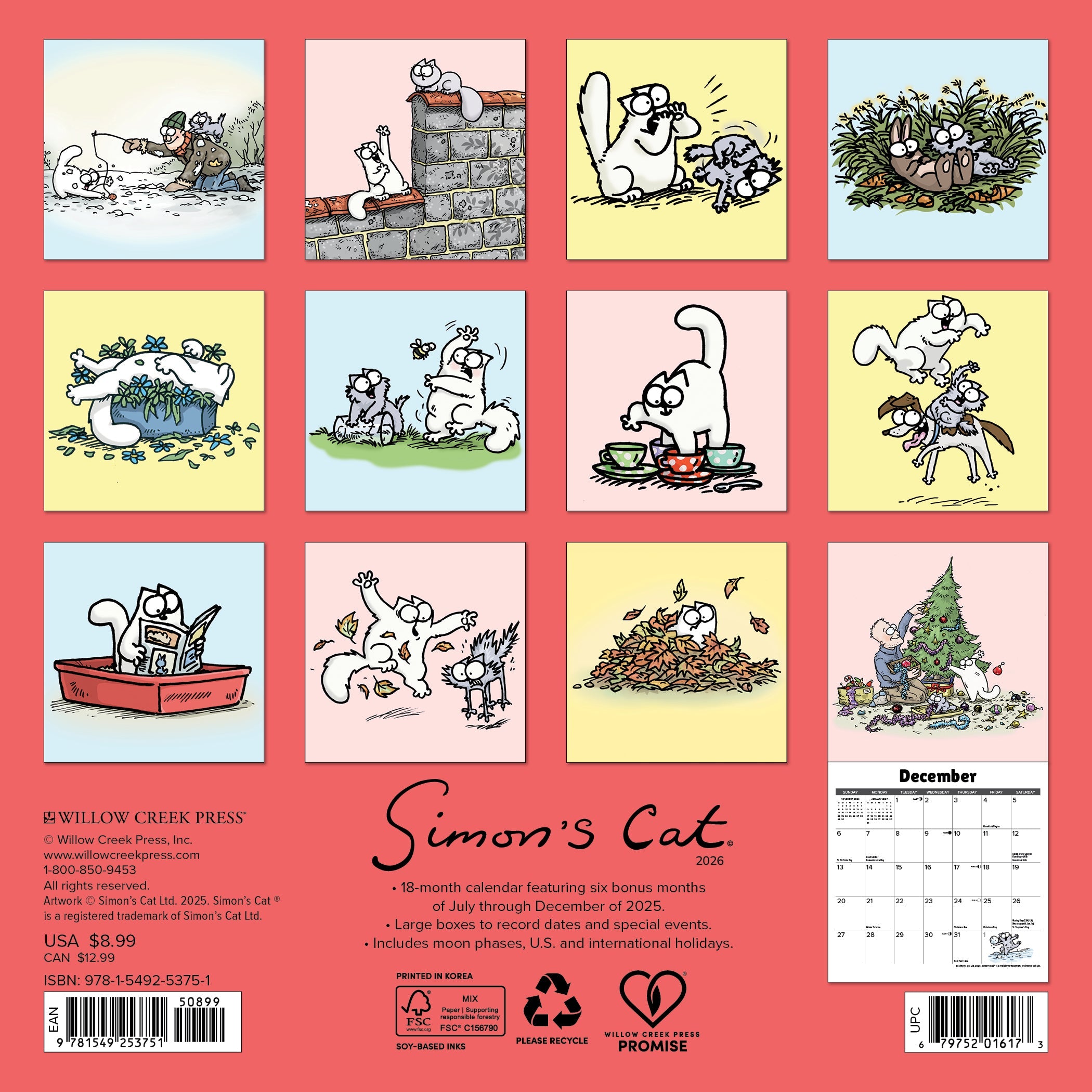 2026 Simon's Cat - Mini Wall Calendar