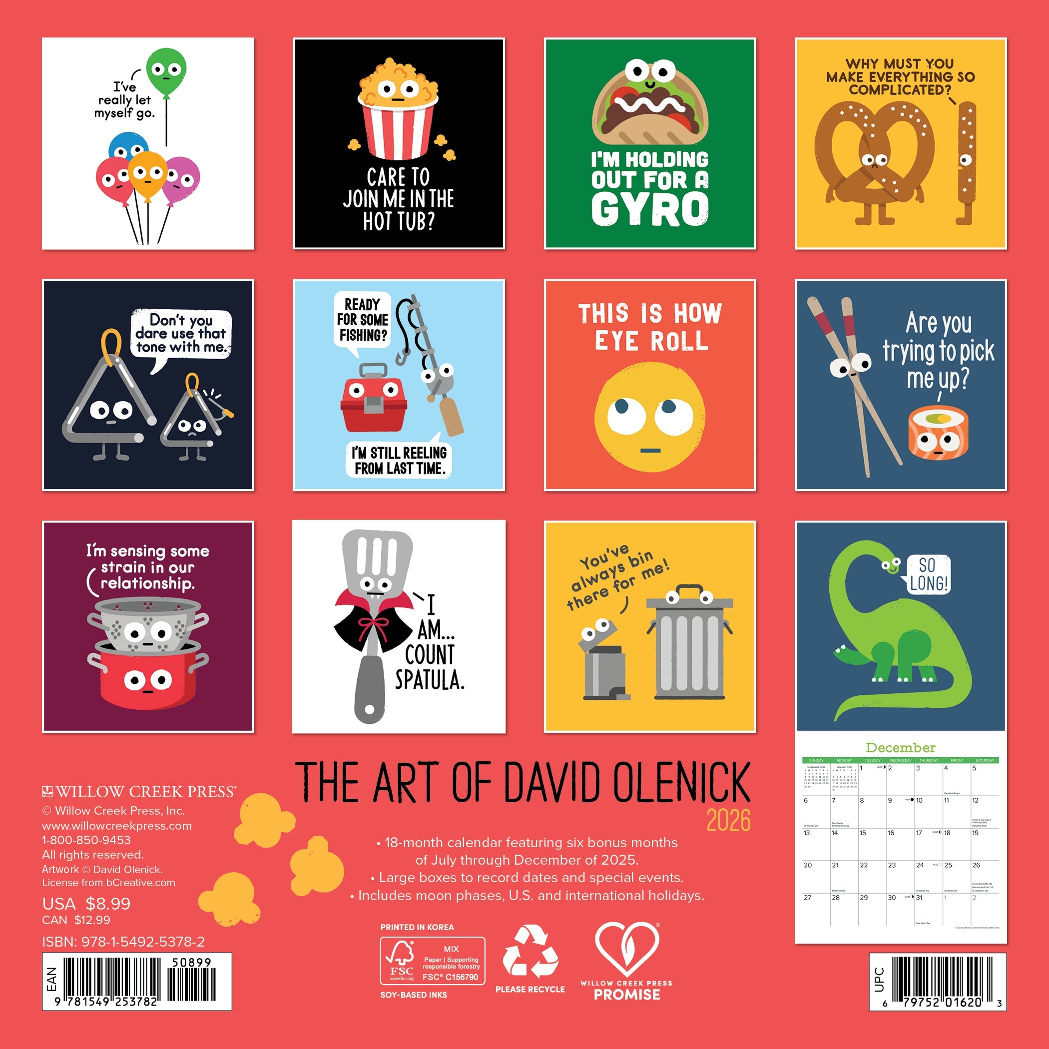 2026 The Art of David Olenick - Mini Wall Calendar