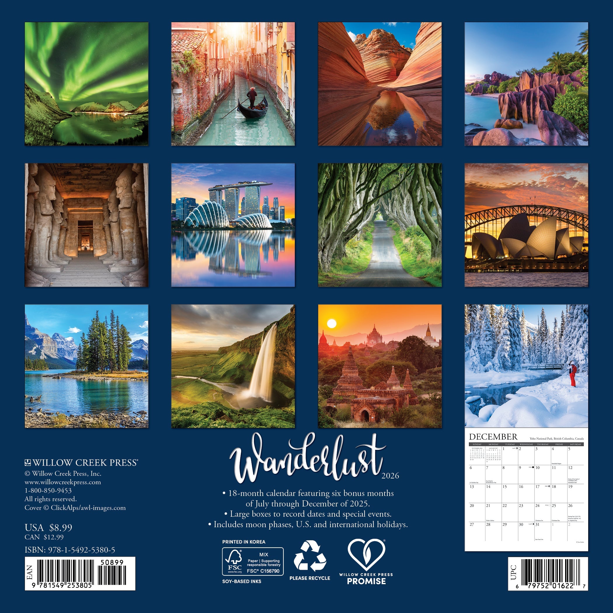 2026 Wanderlust - Mini Wall Calendar