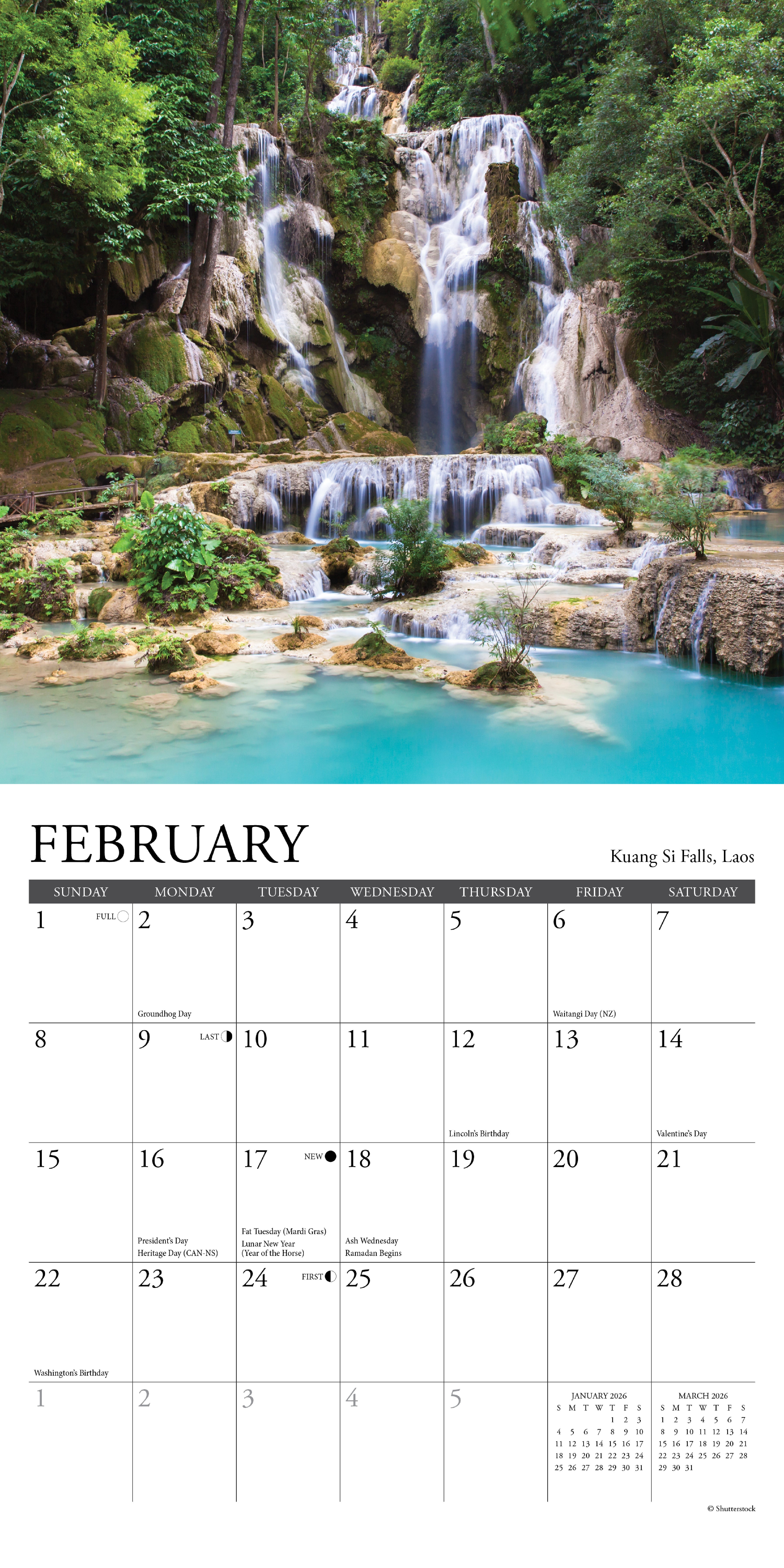 2026 Waterfalls - Mini Wall Calendar
