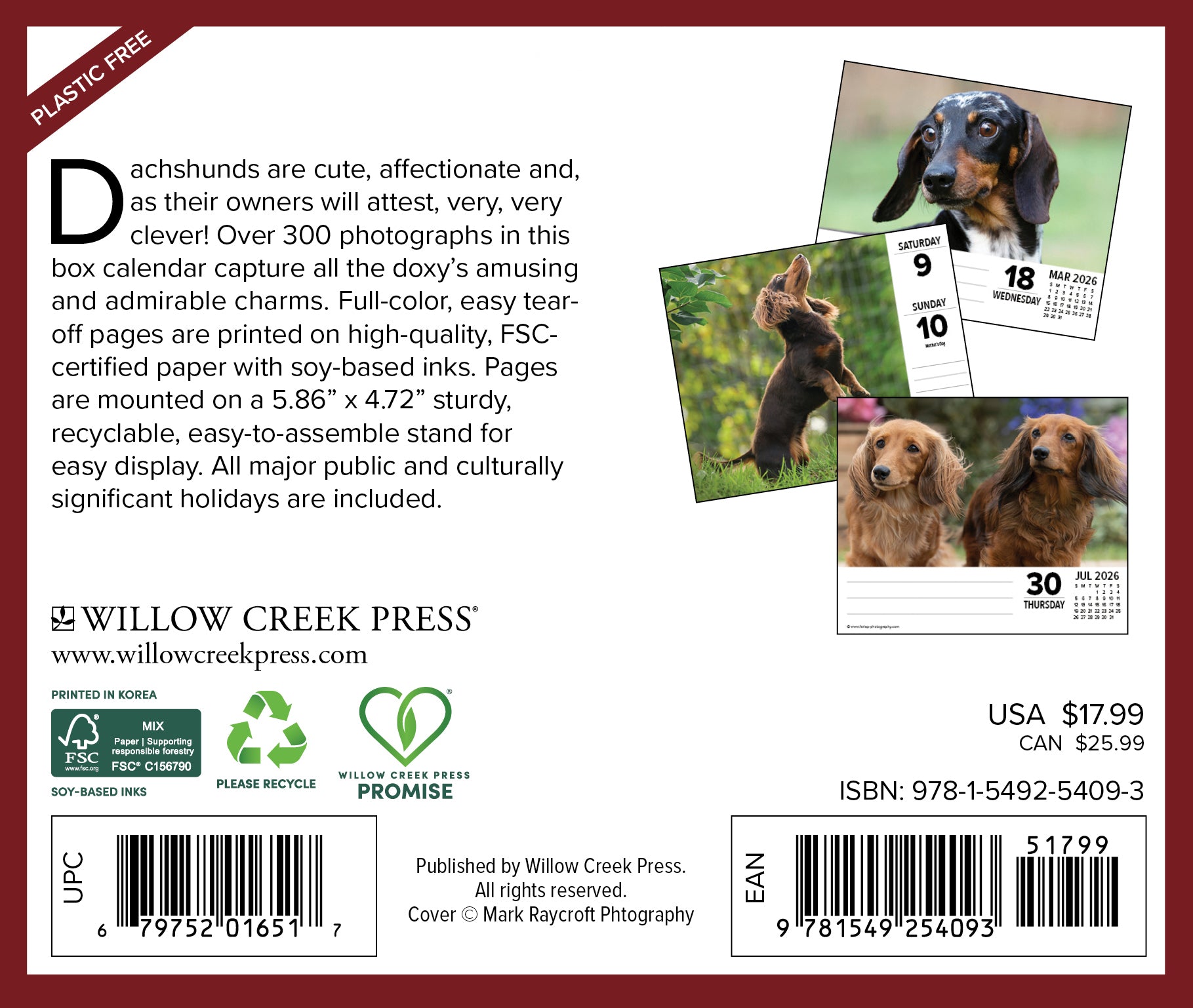 2026 Dachshunds - Boxed Page-A-Day Calendar