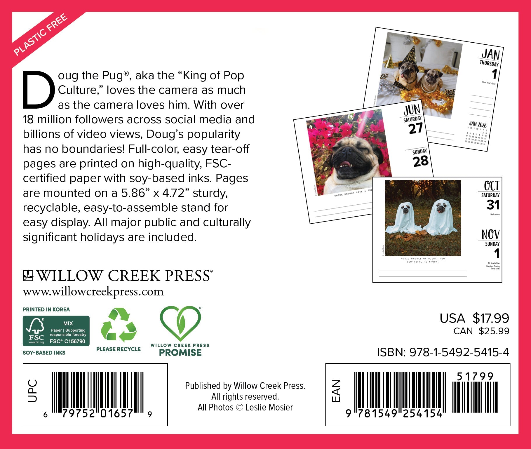 2026 Doug the Pug -USA - Boxed Page-A-Day Calendar