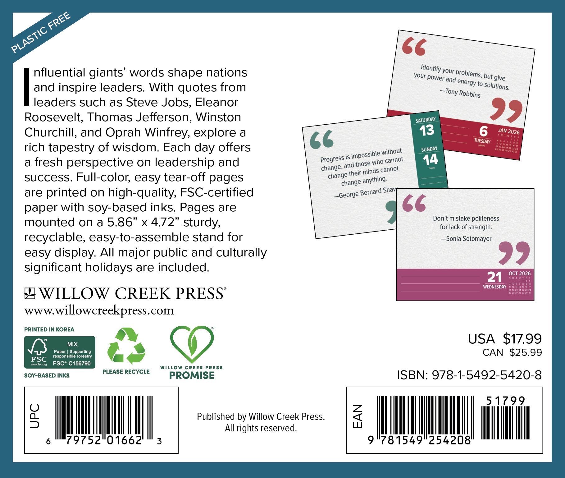 2026 Great Leaders, Greatest Quotes - Boxed Page-A-Day Calendar
