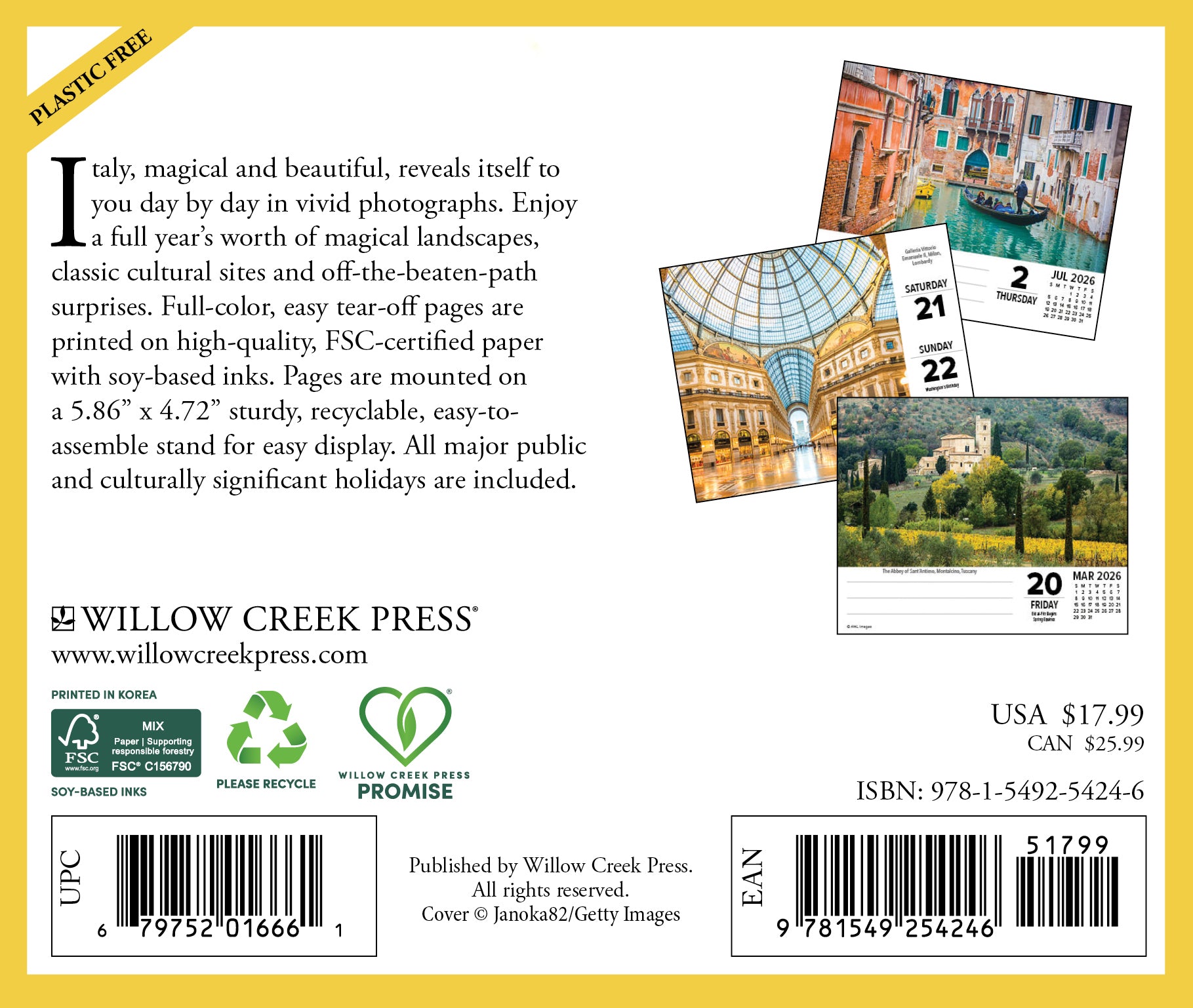 2026 Italy - Boxed Page-A-Day Calendar