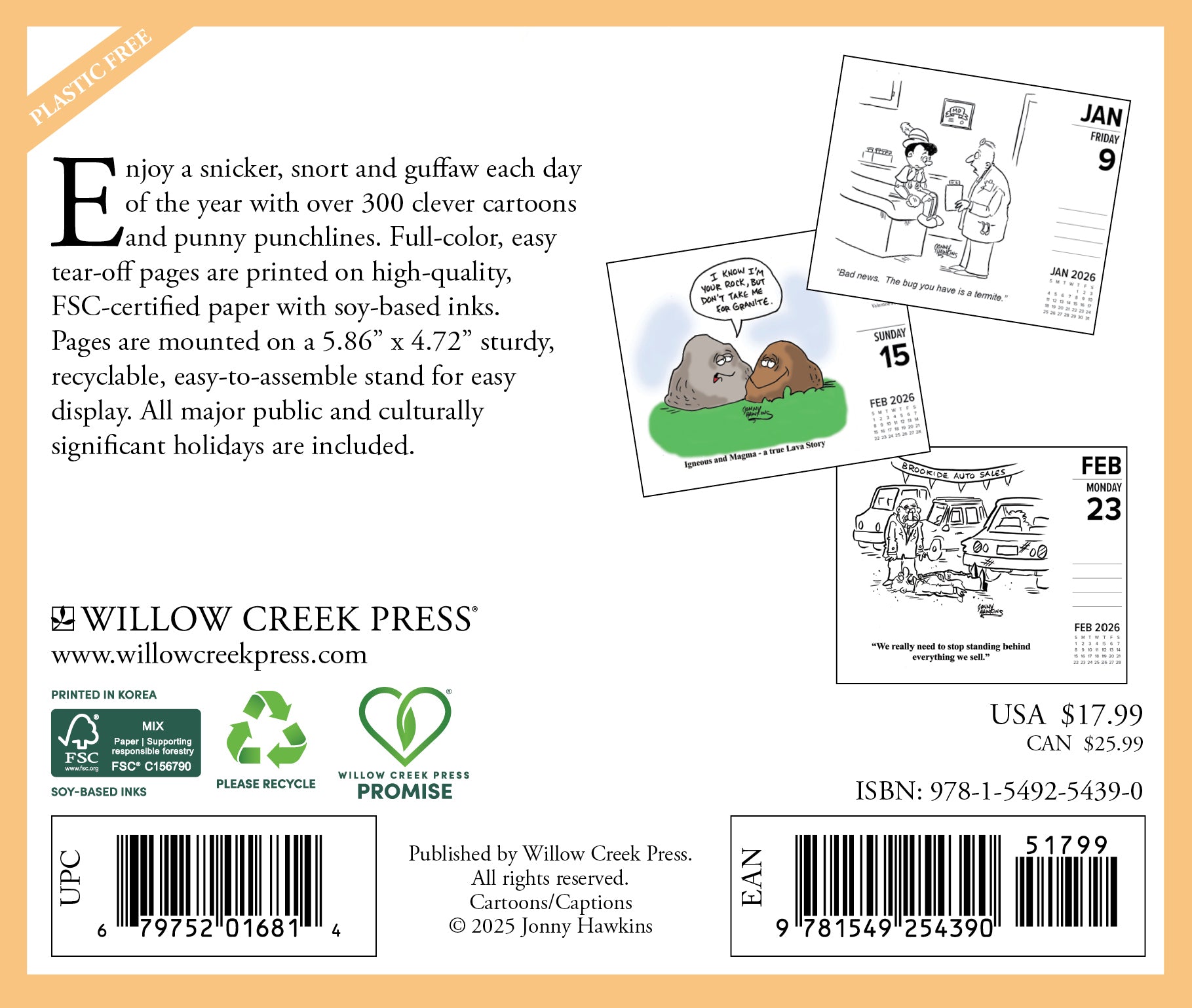 2026 Punny Cartoon-A-Day by Jonny Hawkins - Boxed Page-A-Day Calendar