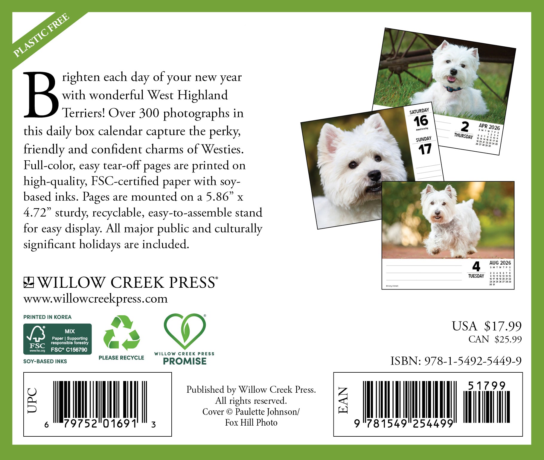 2026 Westies - Boxed Page-A-Day Calendar