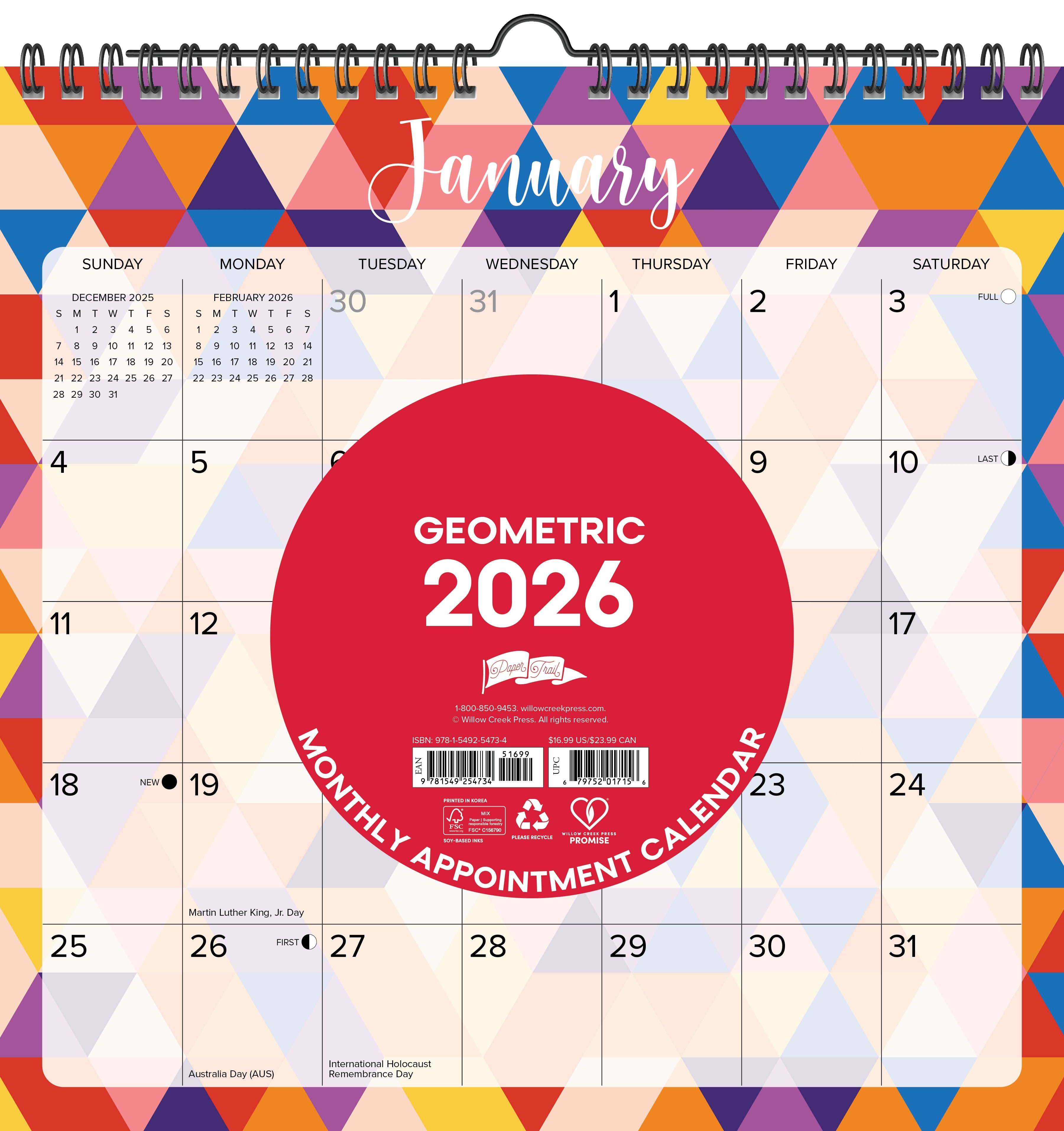 2026 Geometric - Square Wall Calendar
