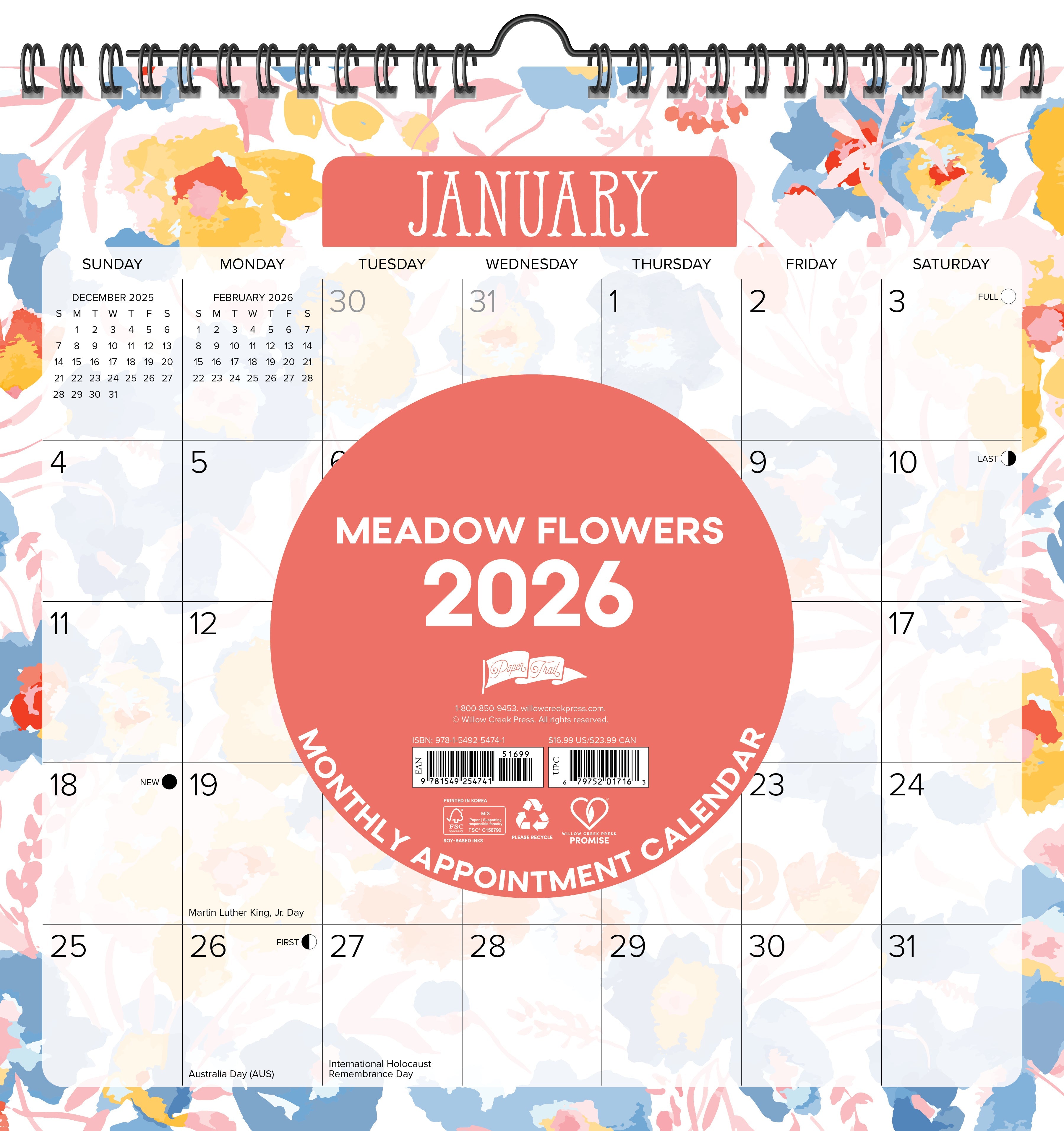 2026 Meadow Flowers - Square Wall Calendar