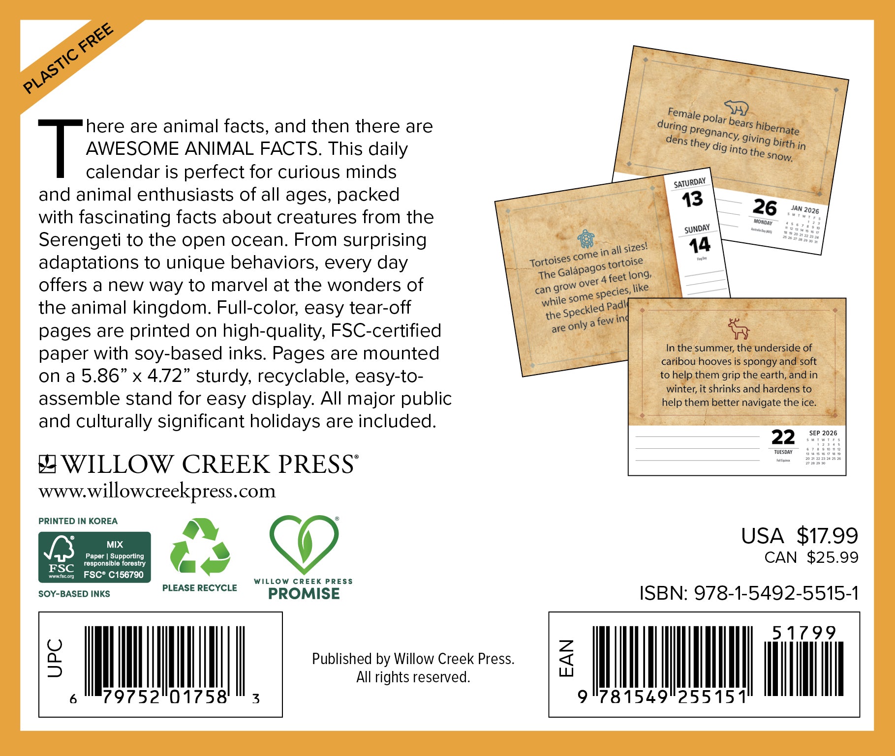 2026 Awesome Animal Facts - Boxed Page-A-Day Calendar