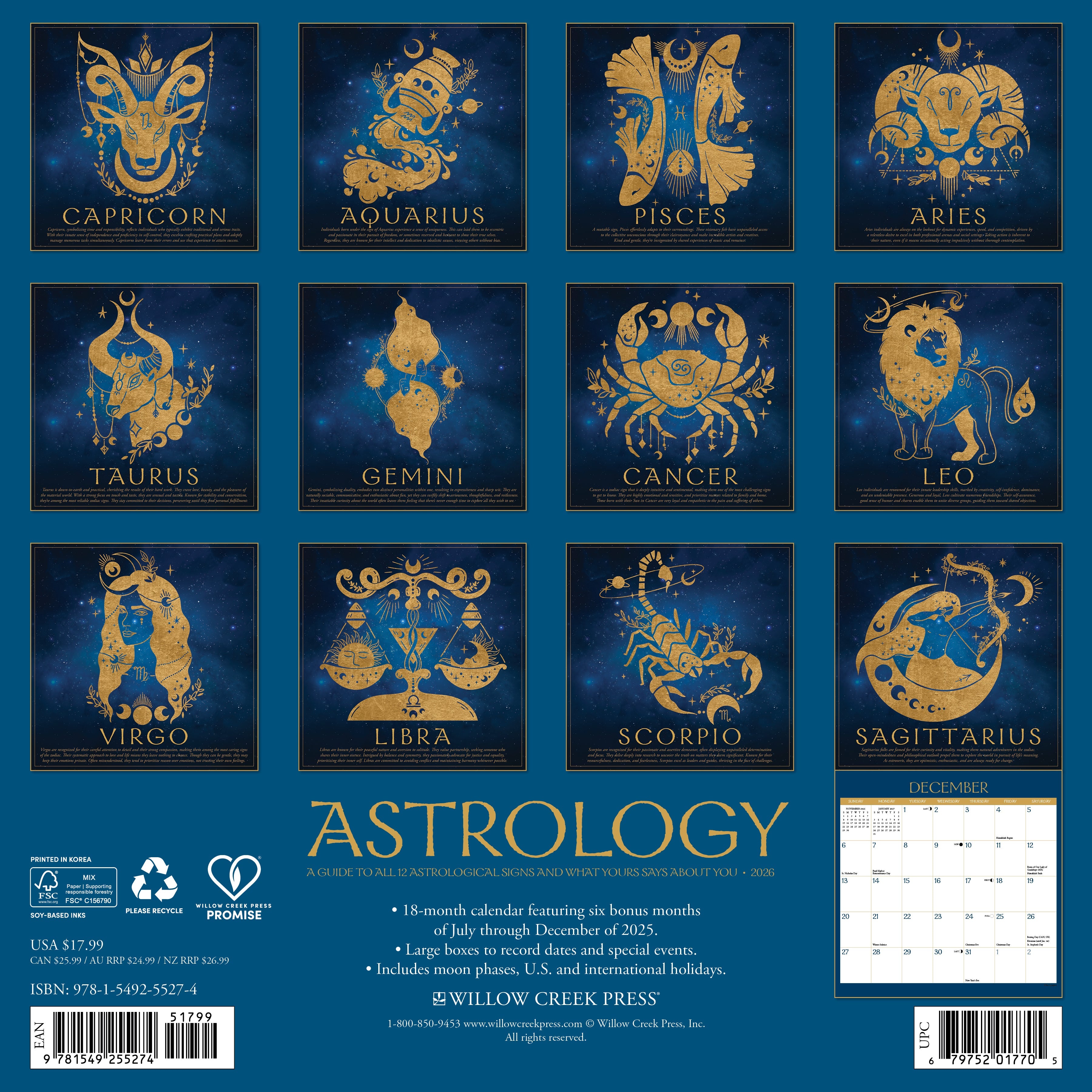 2026 Astrology - Square Wall Calendar