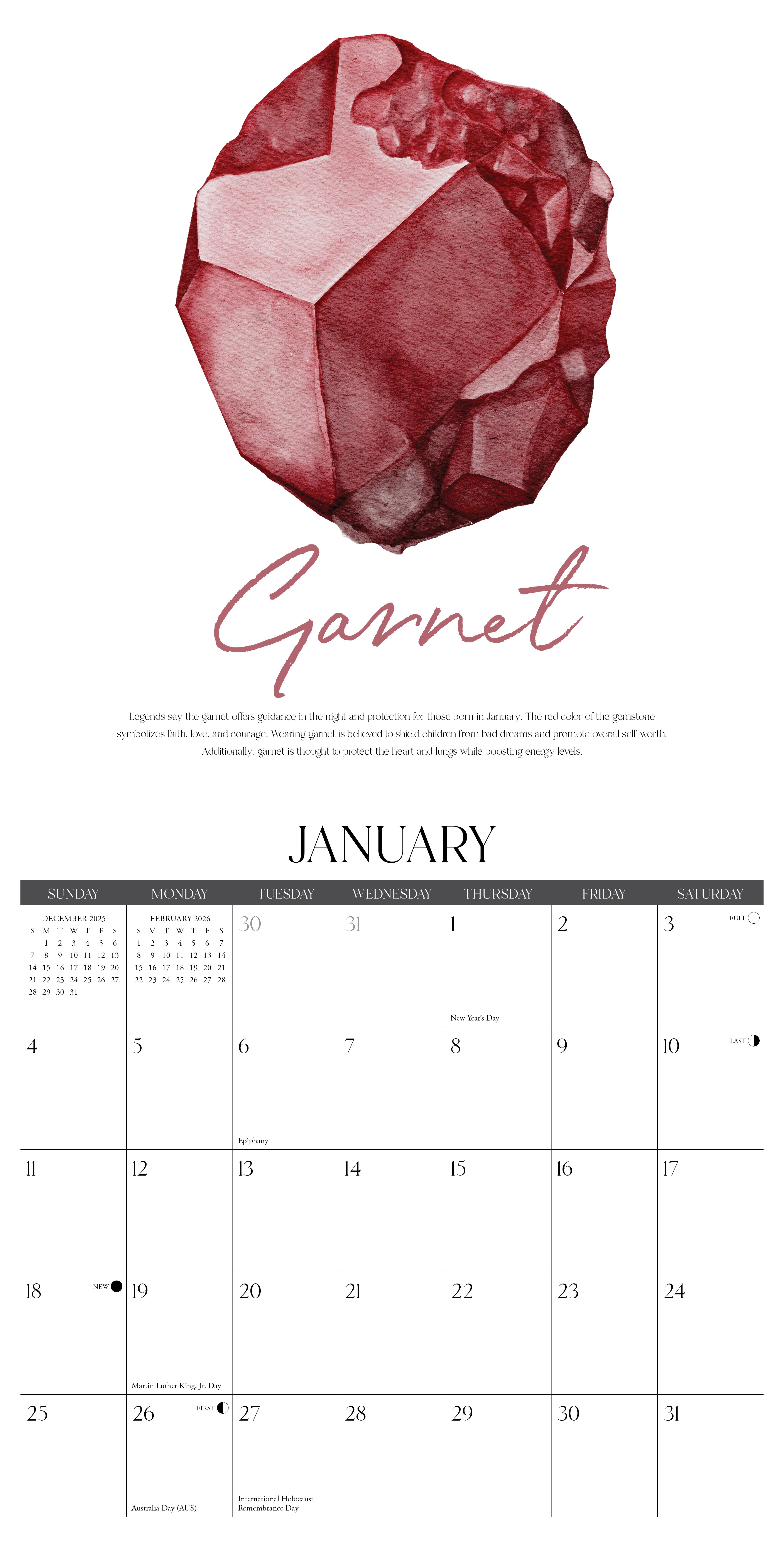2026 Gemstones - Square Wall Calendar