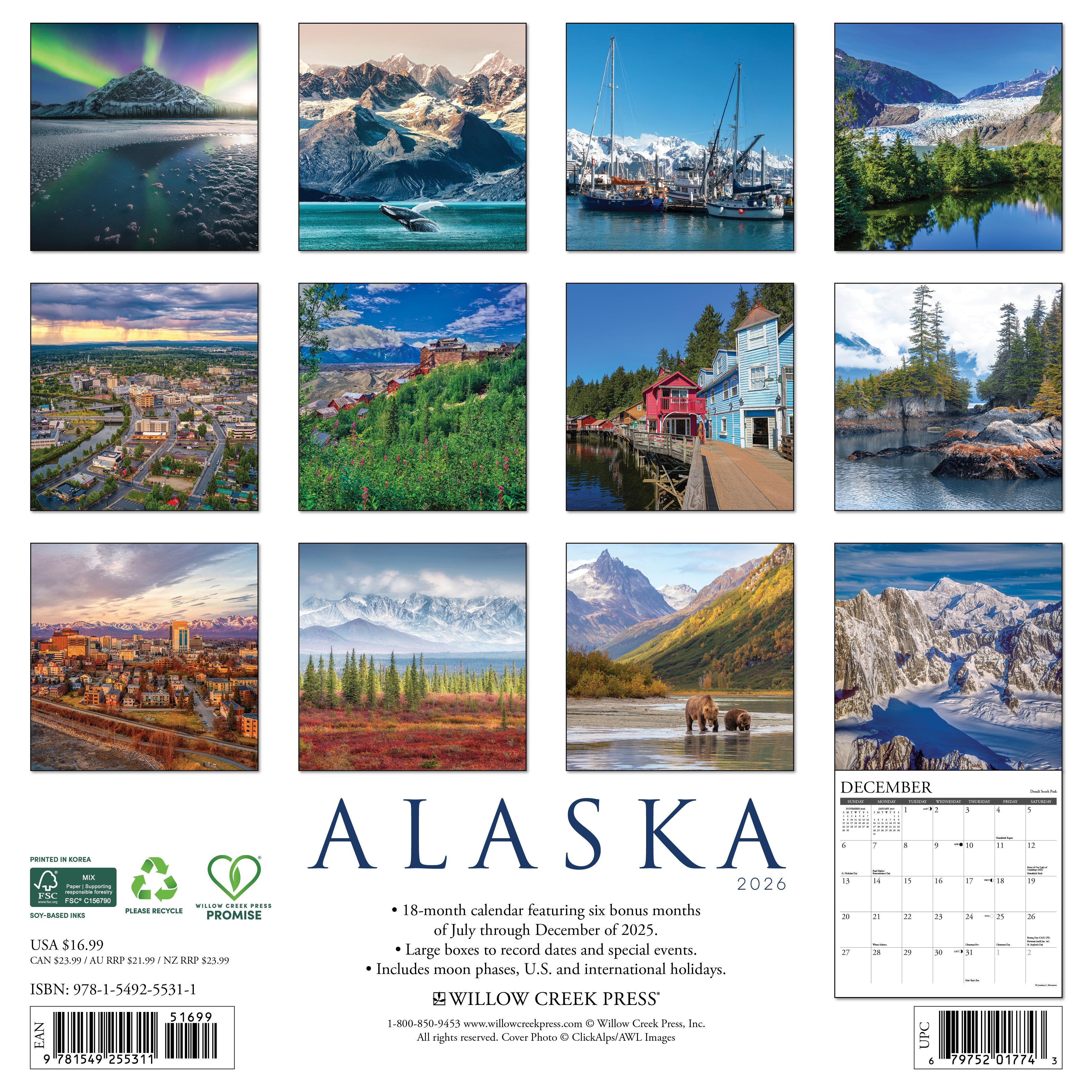 2026 Alaska - Square Wall Calendar