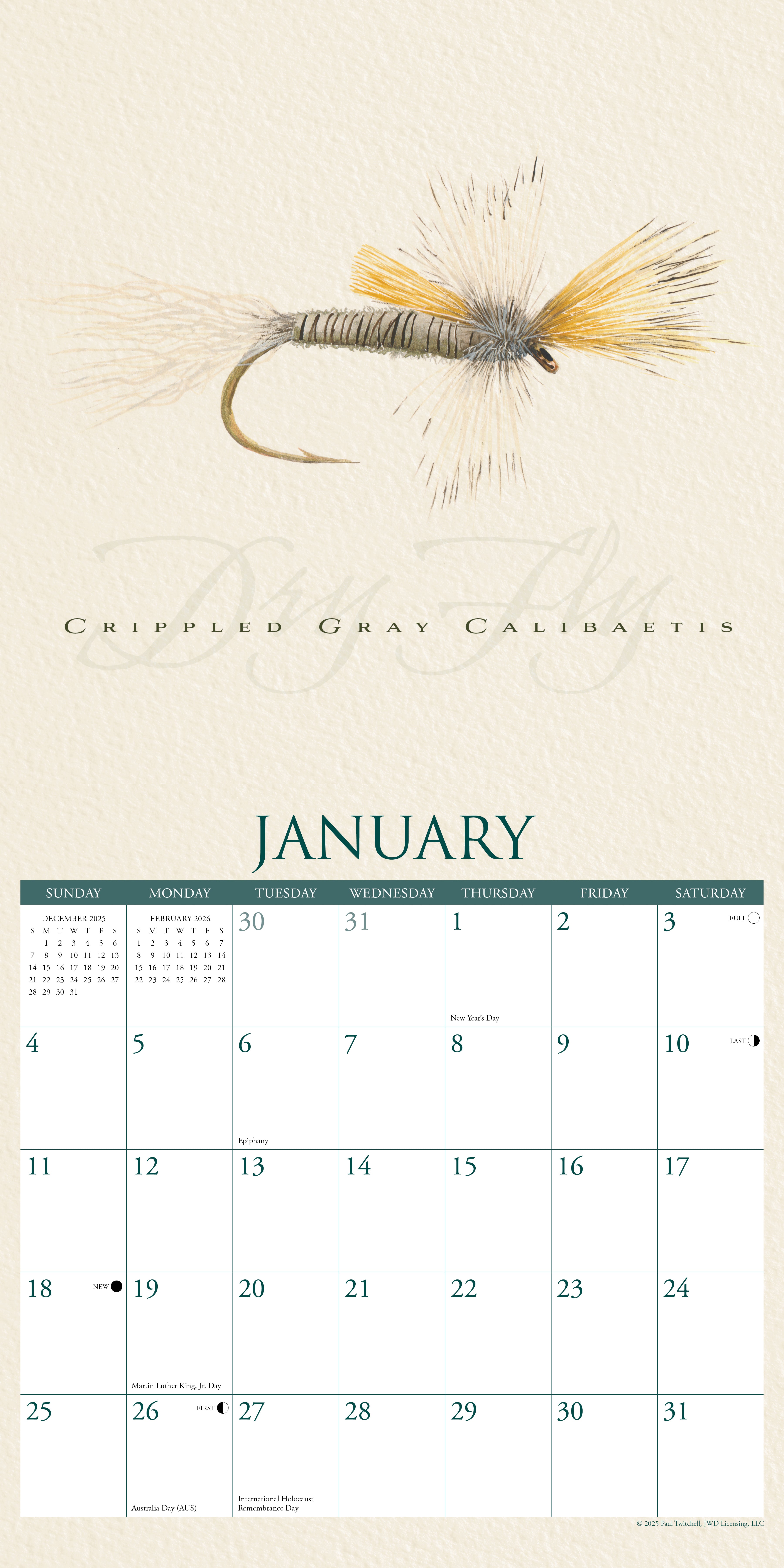 2026 Art of the Fly (By Paul Twitchell) - Square Wall Calendar