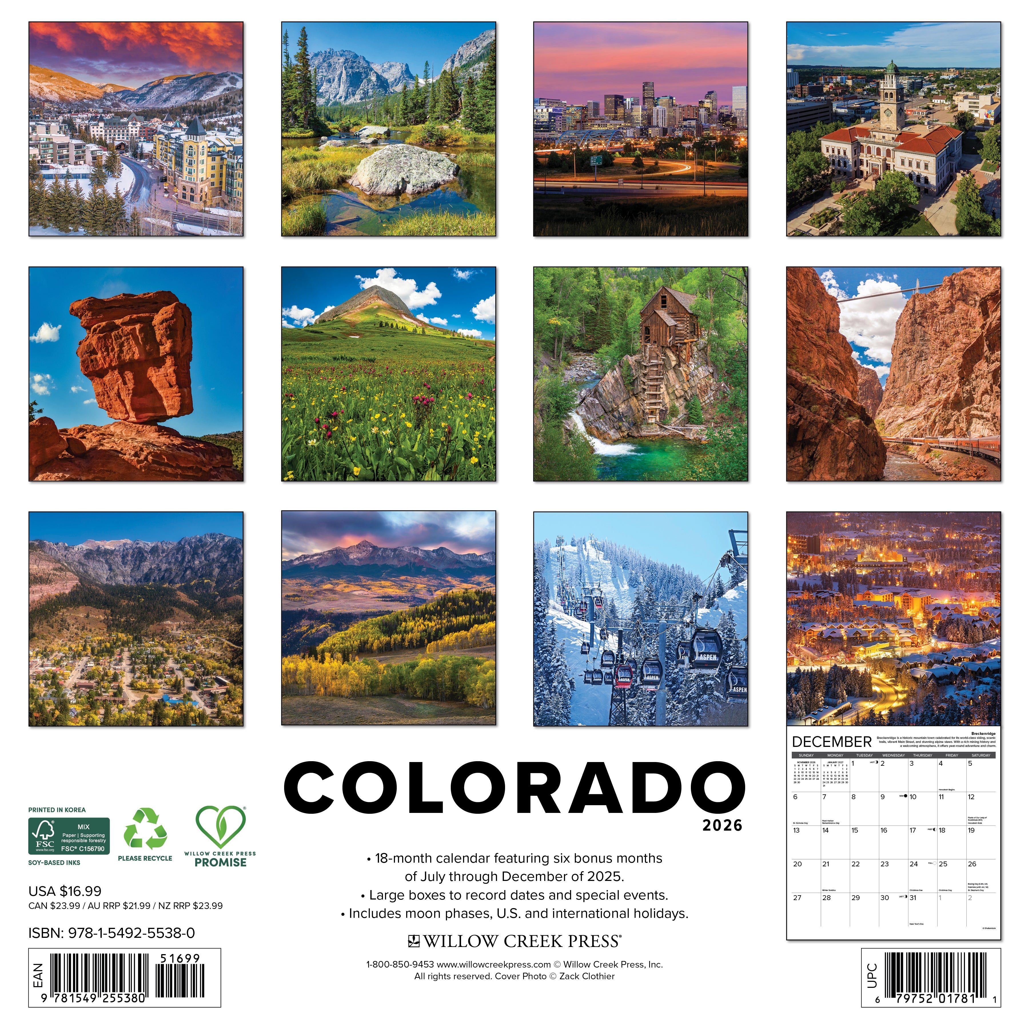 2026 Colorado - Square Wall Calendar