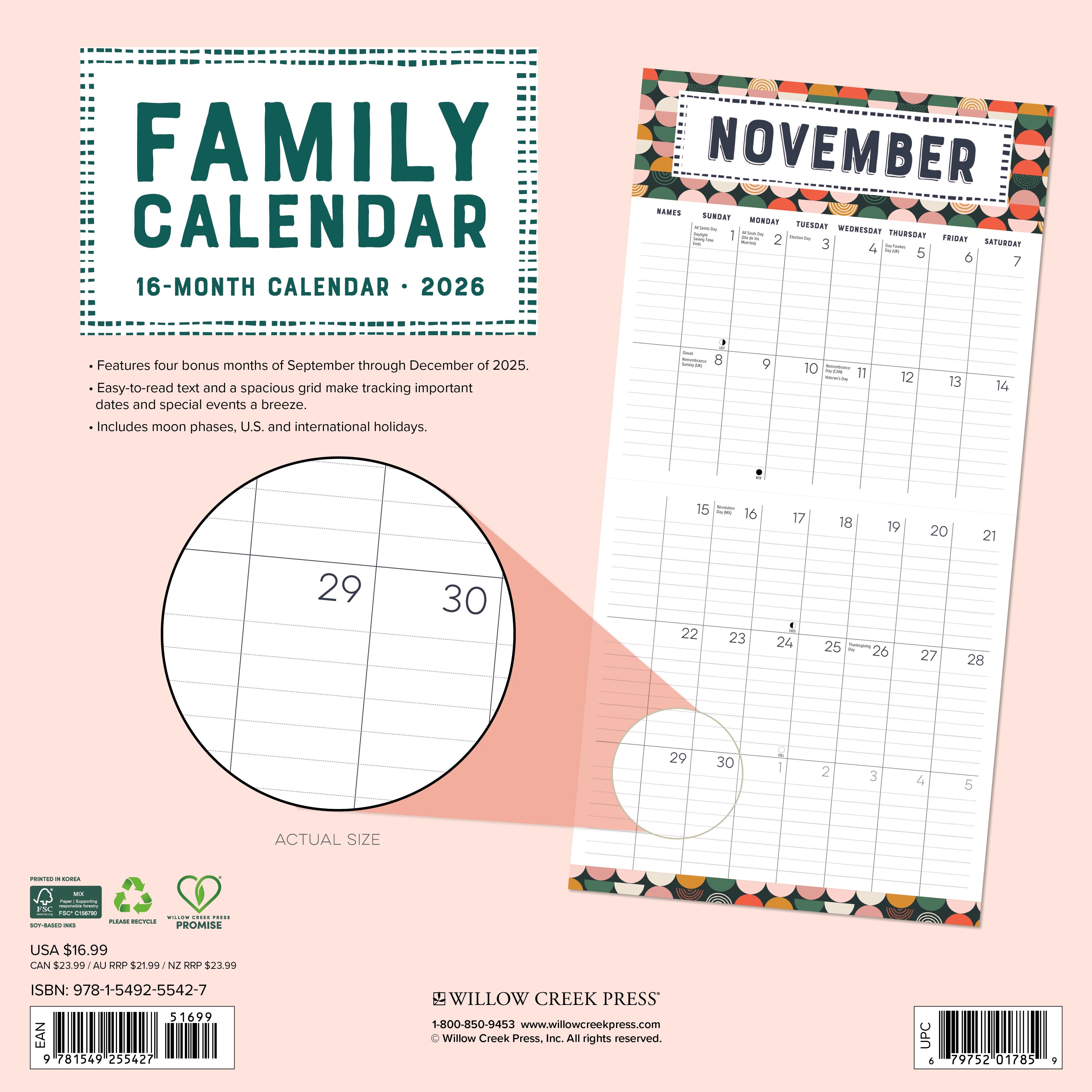 2026 Family Calendar - Square Wall Calendar