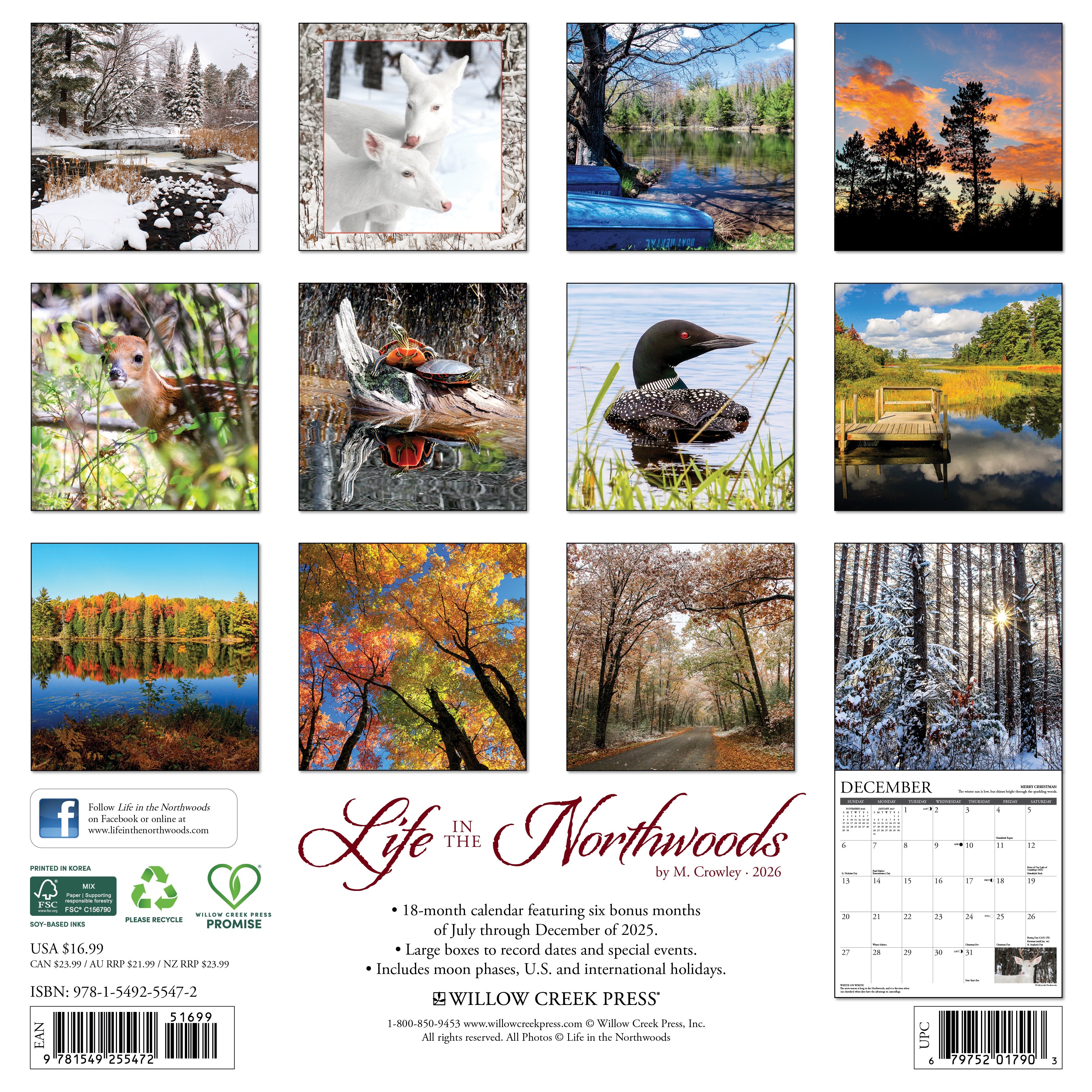 2026 Life in the Northwoods - Square Wall Calendar
