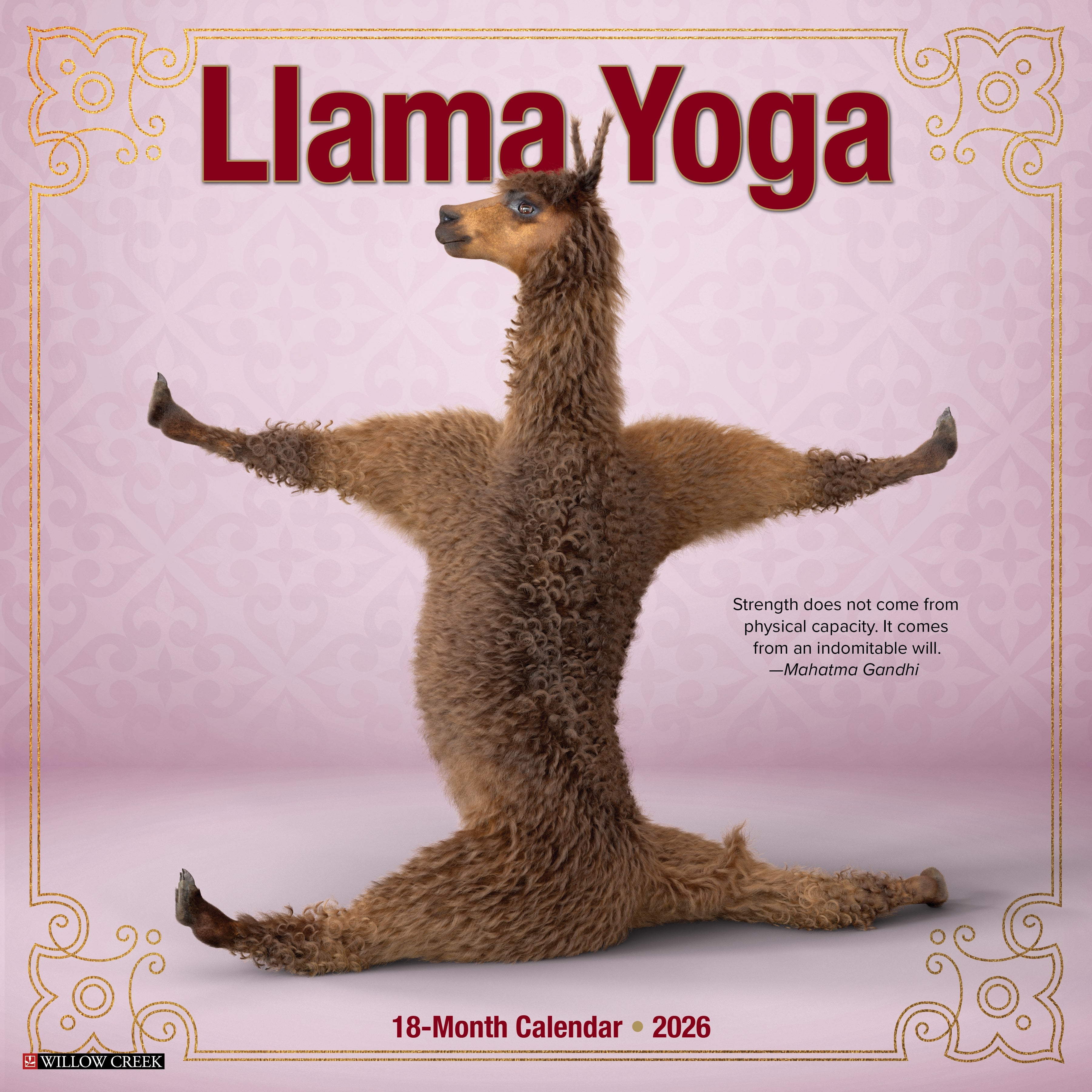 2026 Llama Yoga - Square Wall Calendar