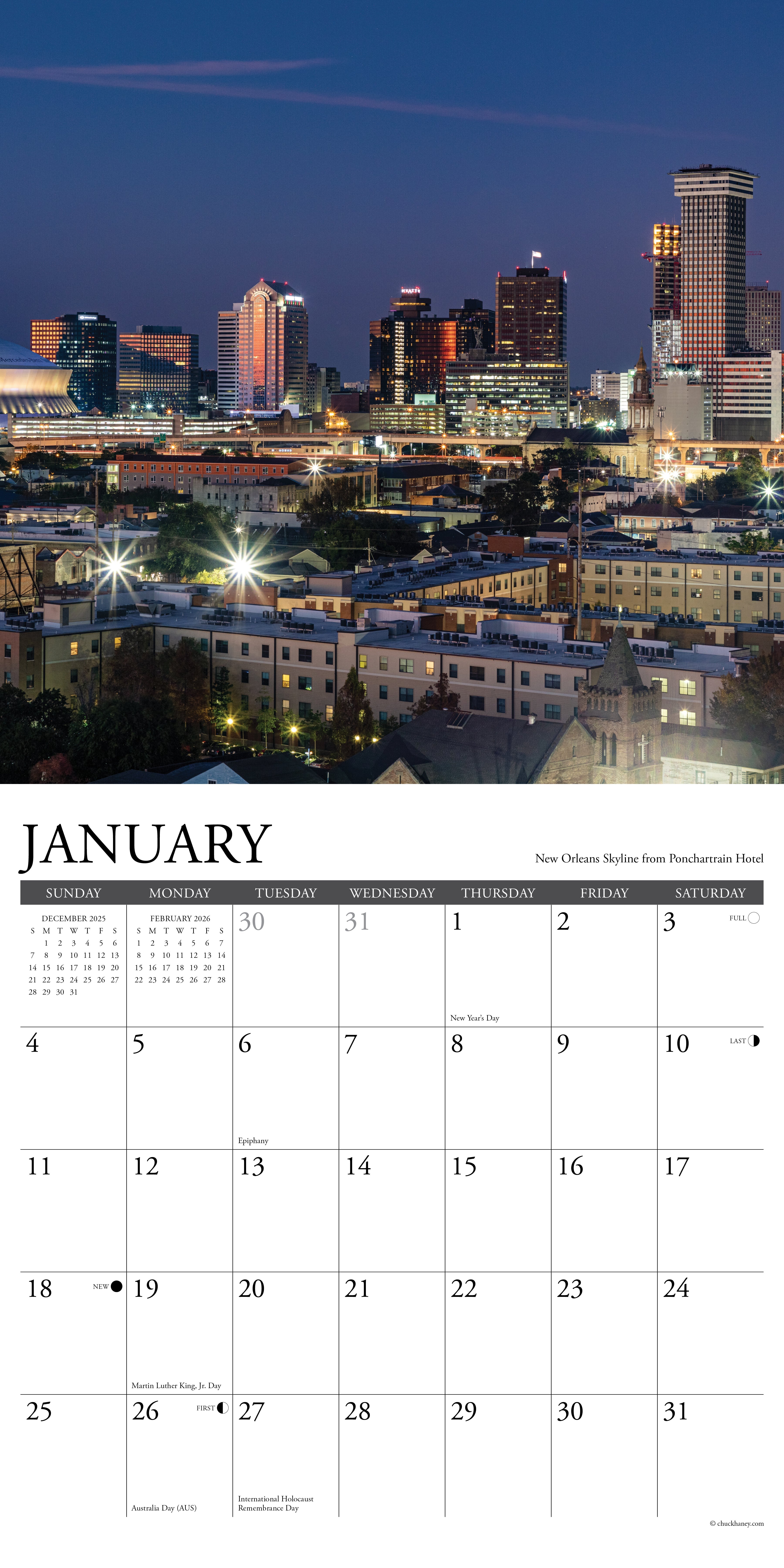 2026 New Orleans - Square Wall Calendar