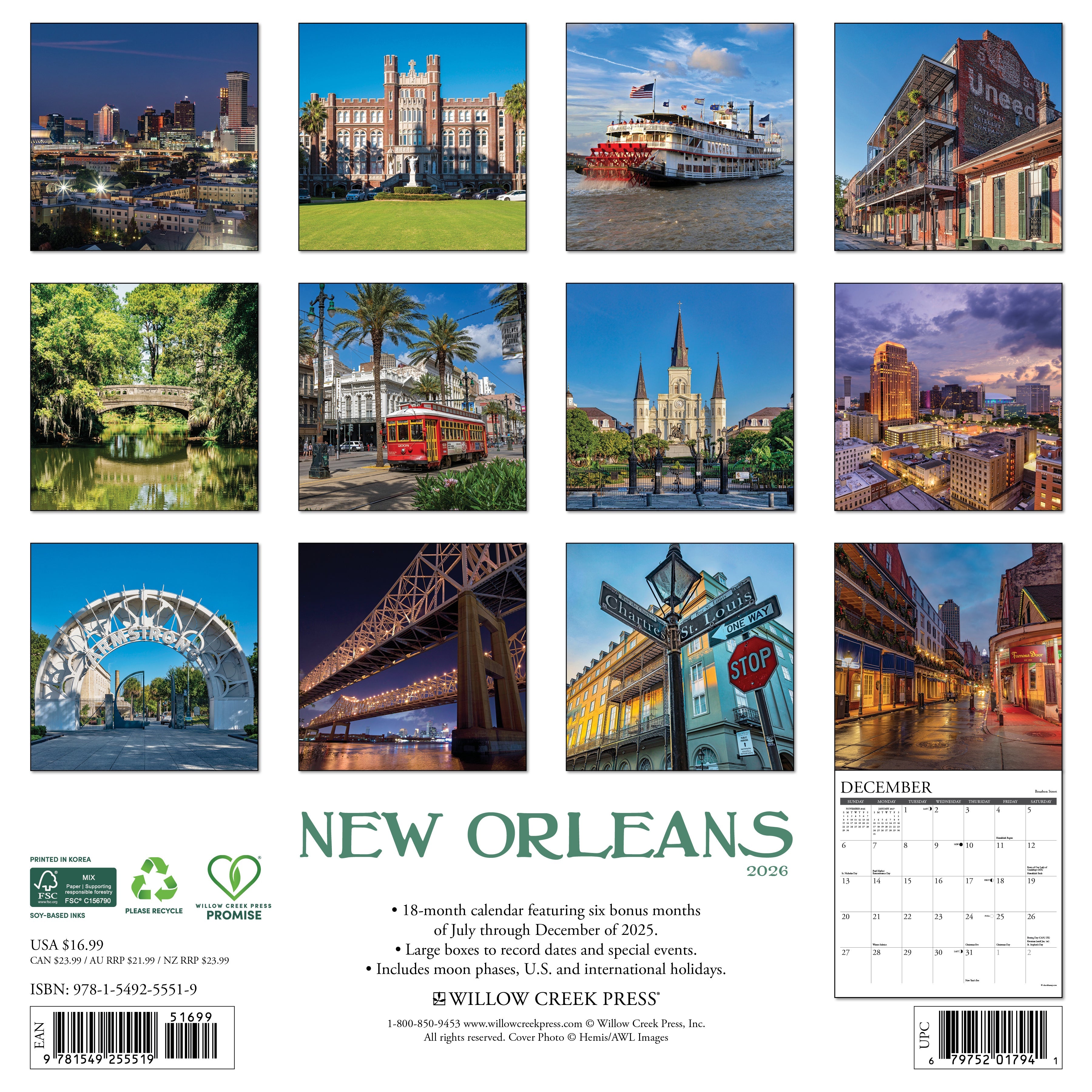 2026 New Orleans - Square Wall Calendar