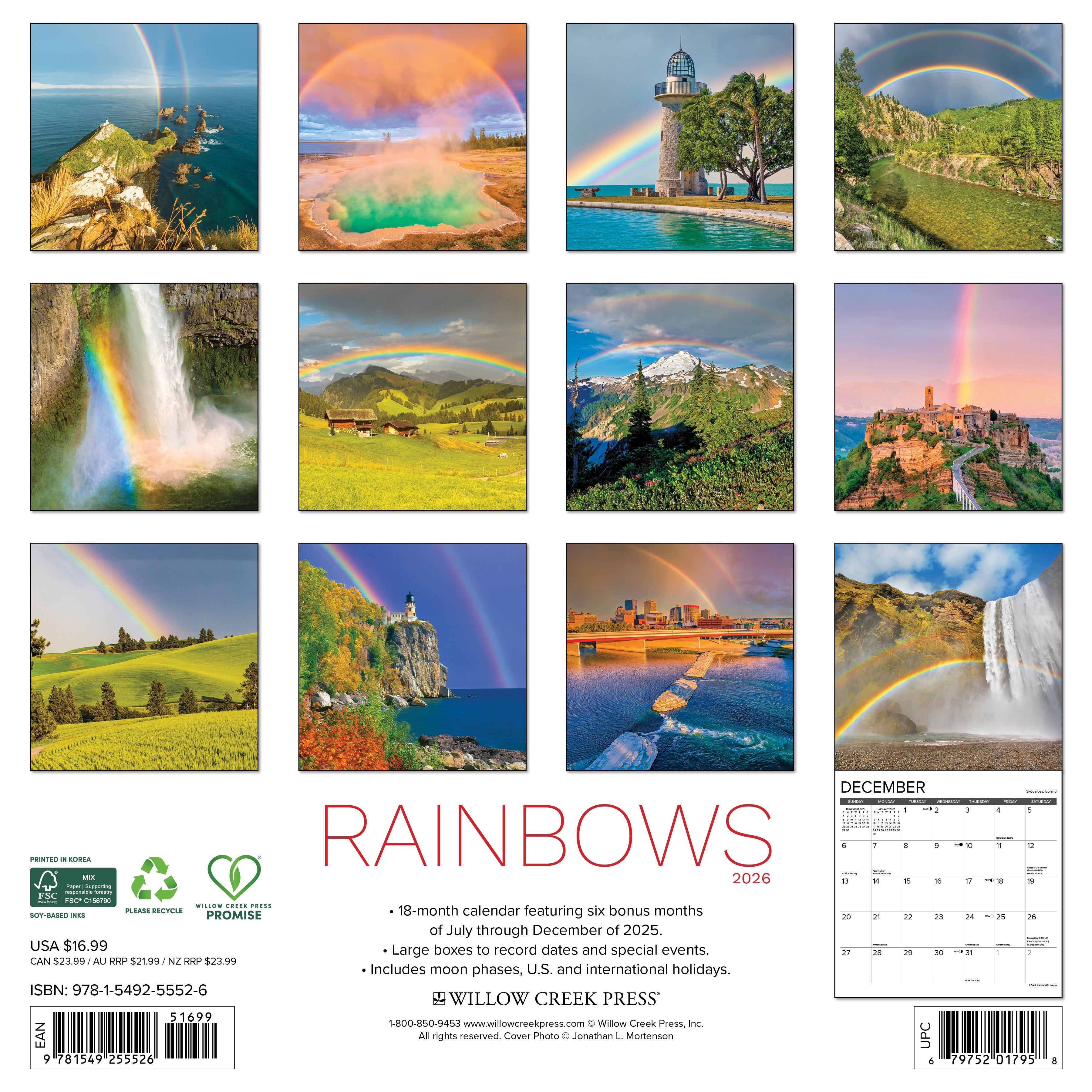 2026 Rainbows - Square Wall Calendar