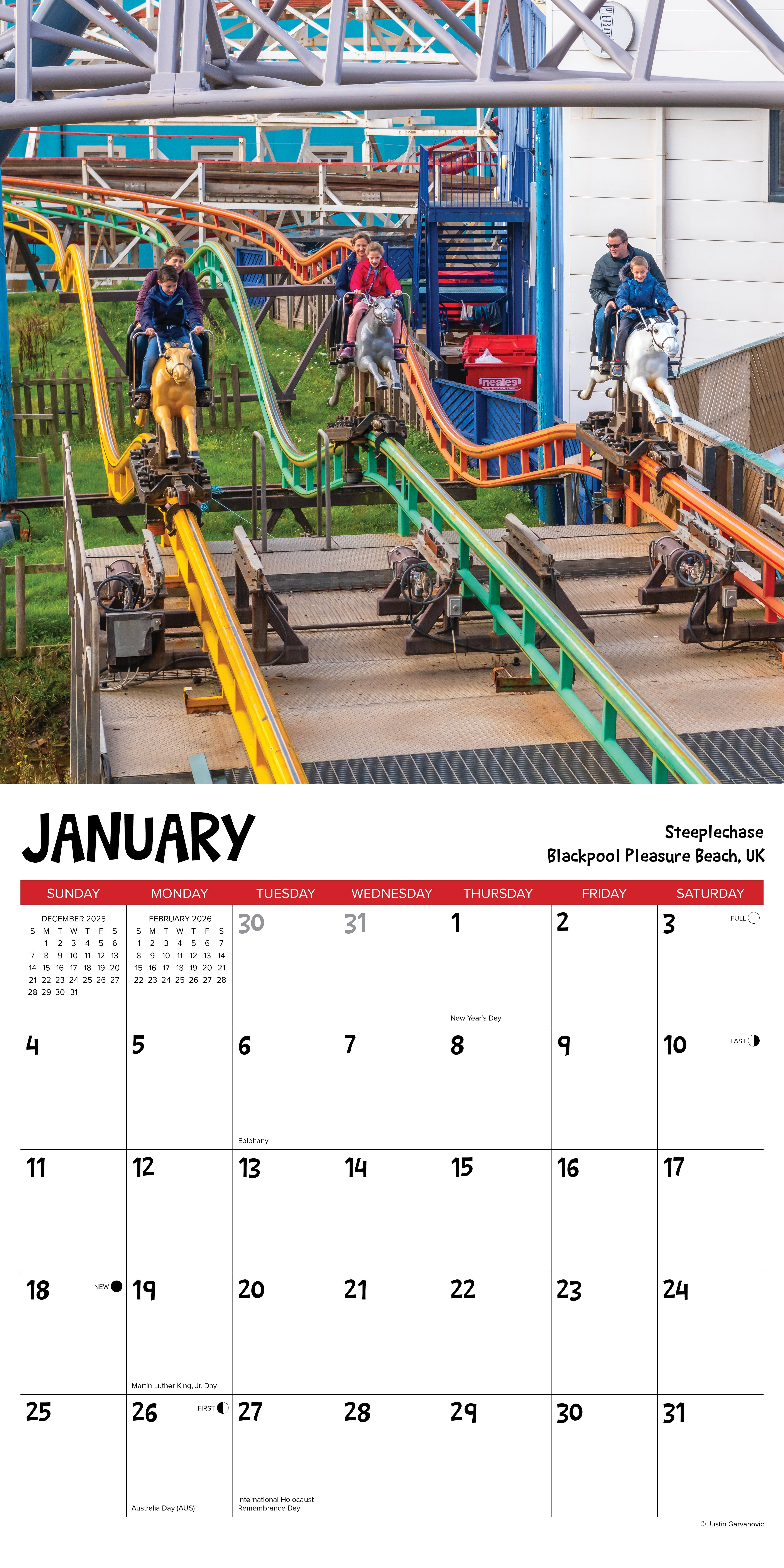 2026 Roller Coasters - Square Wall Calendar