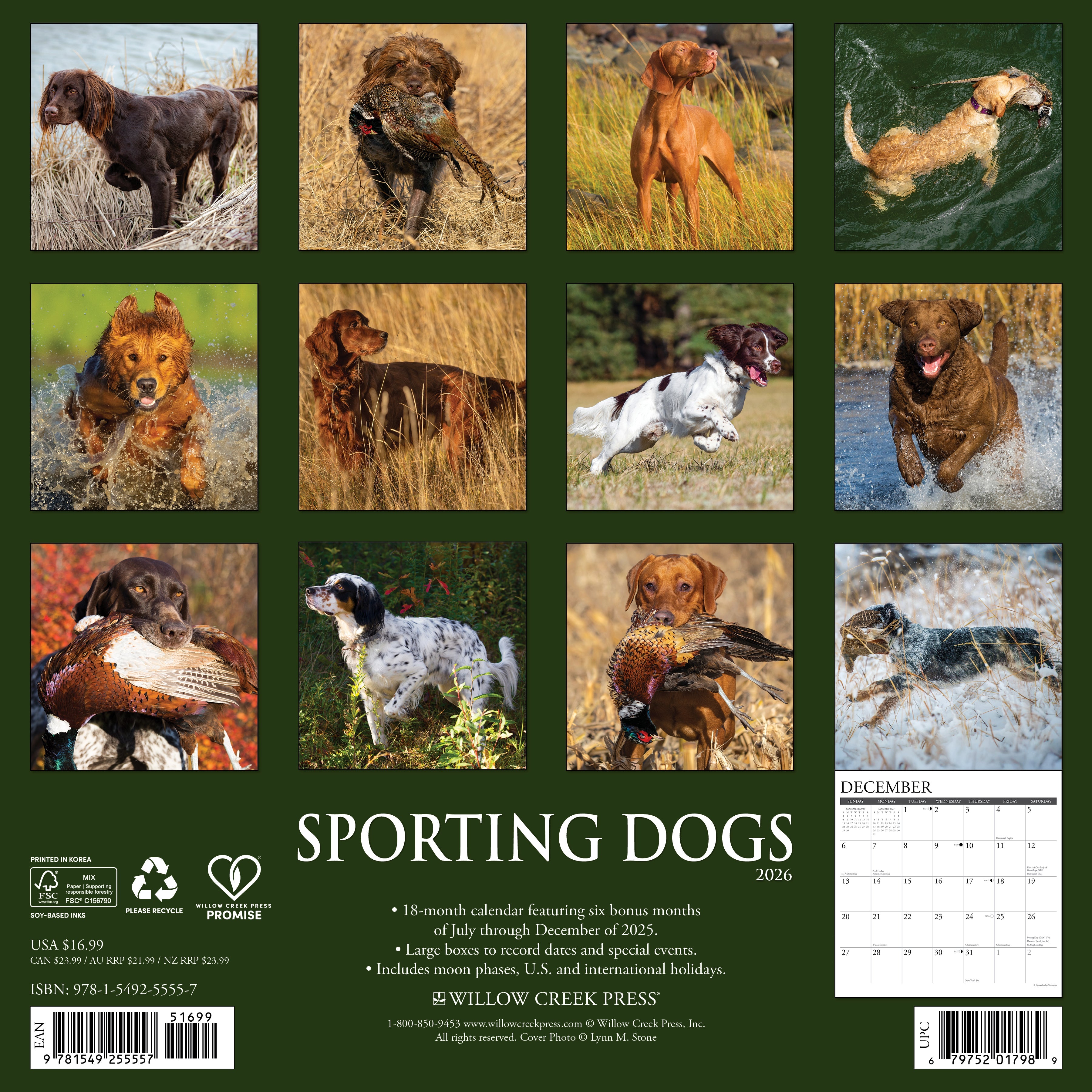 2026 Sporting Dogs - Square Wall Calendar