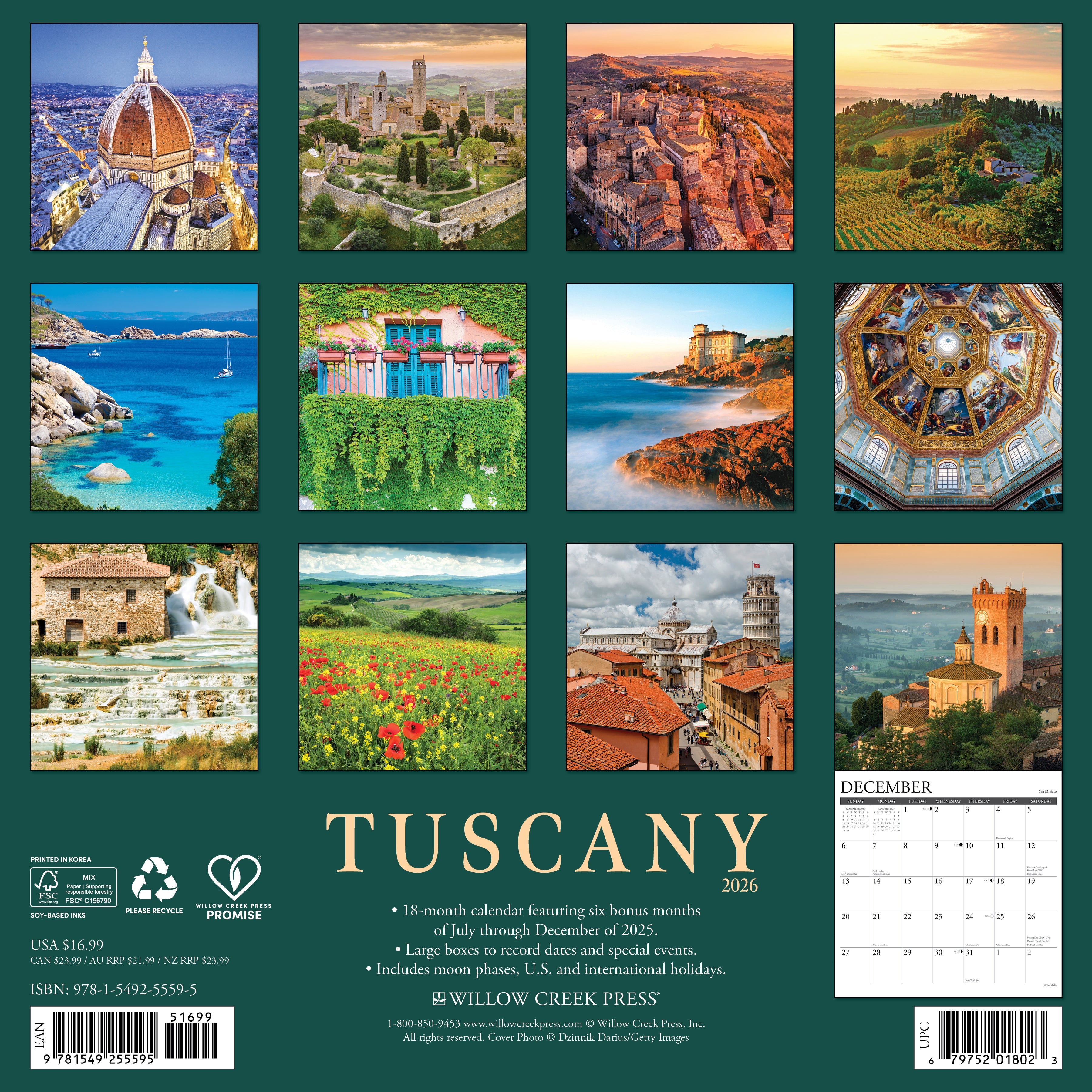 2026 Tuscany - Square Wall Calendar